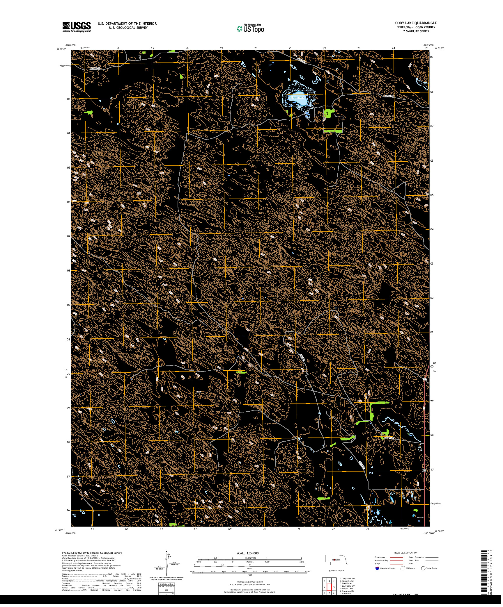 USGS US TOPO 7.5-MINUTE MAP FOR CODY LAKE, NE 2021