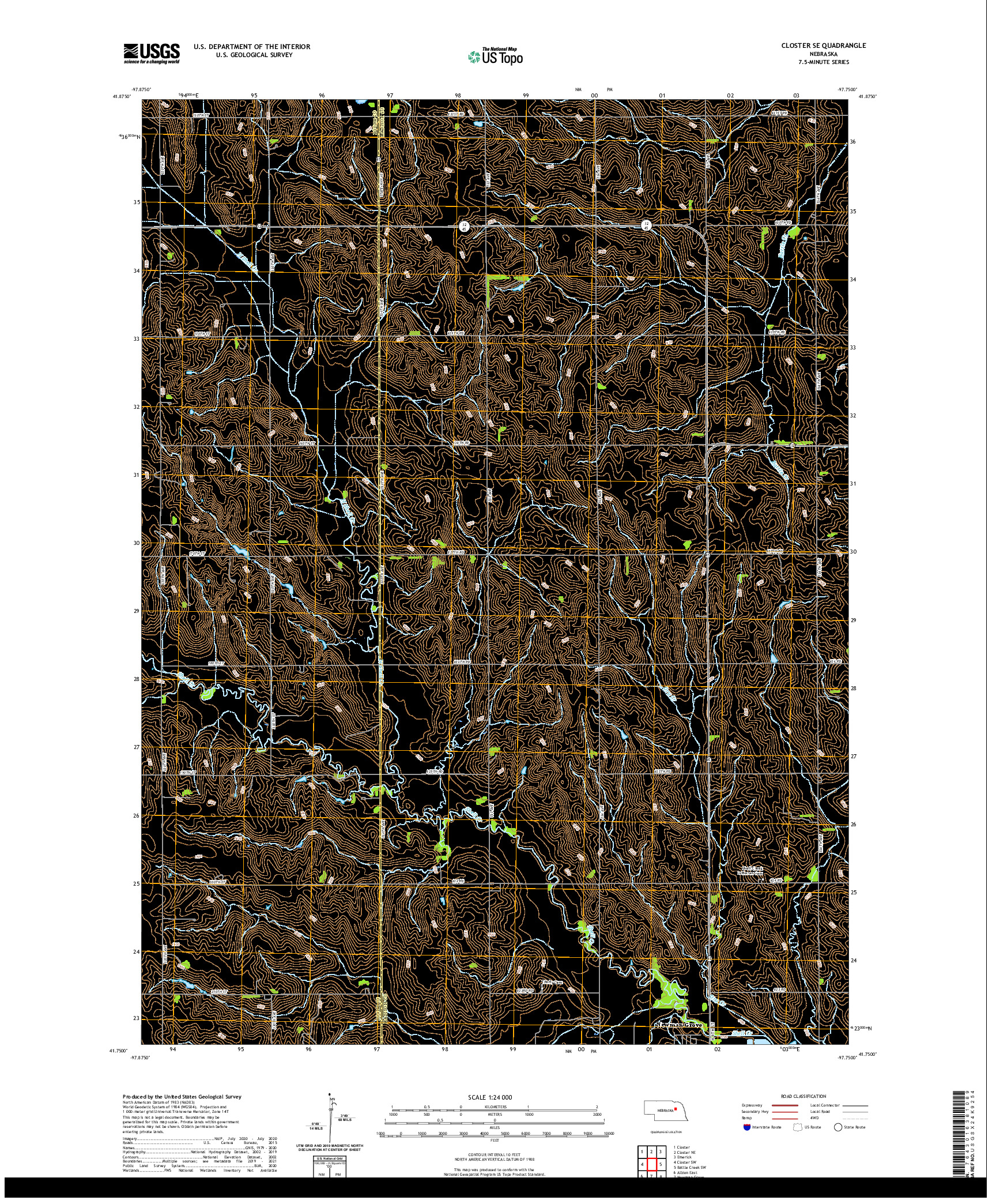USGS US TOPO 7.5-MINUTE MAP FOR CLOSTER SE, NE 2021