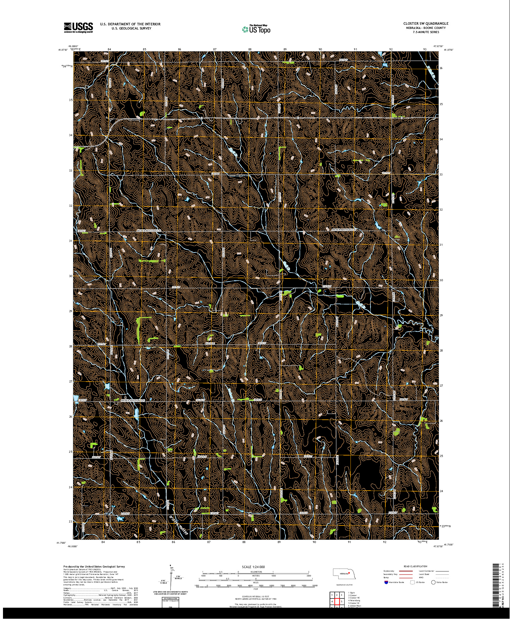 USGS US TOPO 7.5-MINUTE MAP FOR CLOSTER SW, NE 2021