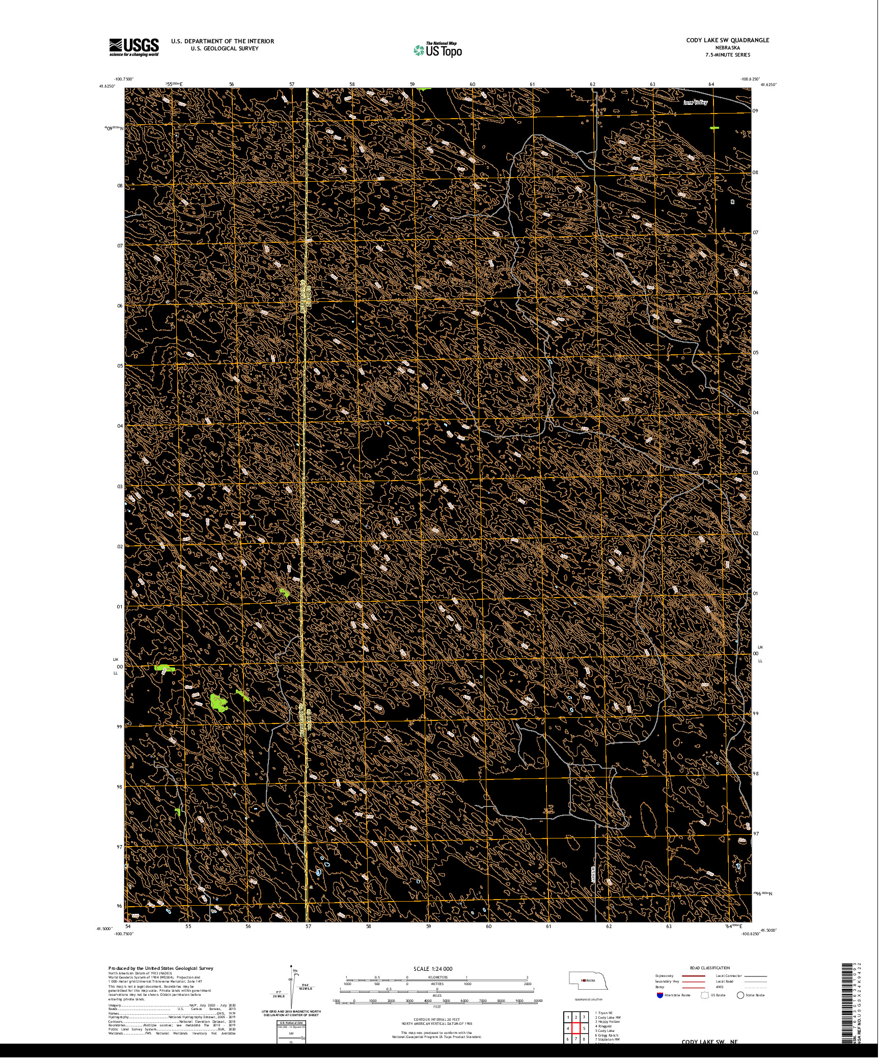 USGS US TOPO 7.5-MINUTE MAP FOR CODY LAKE SW, NE 2021