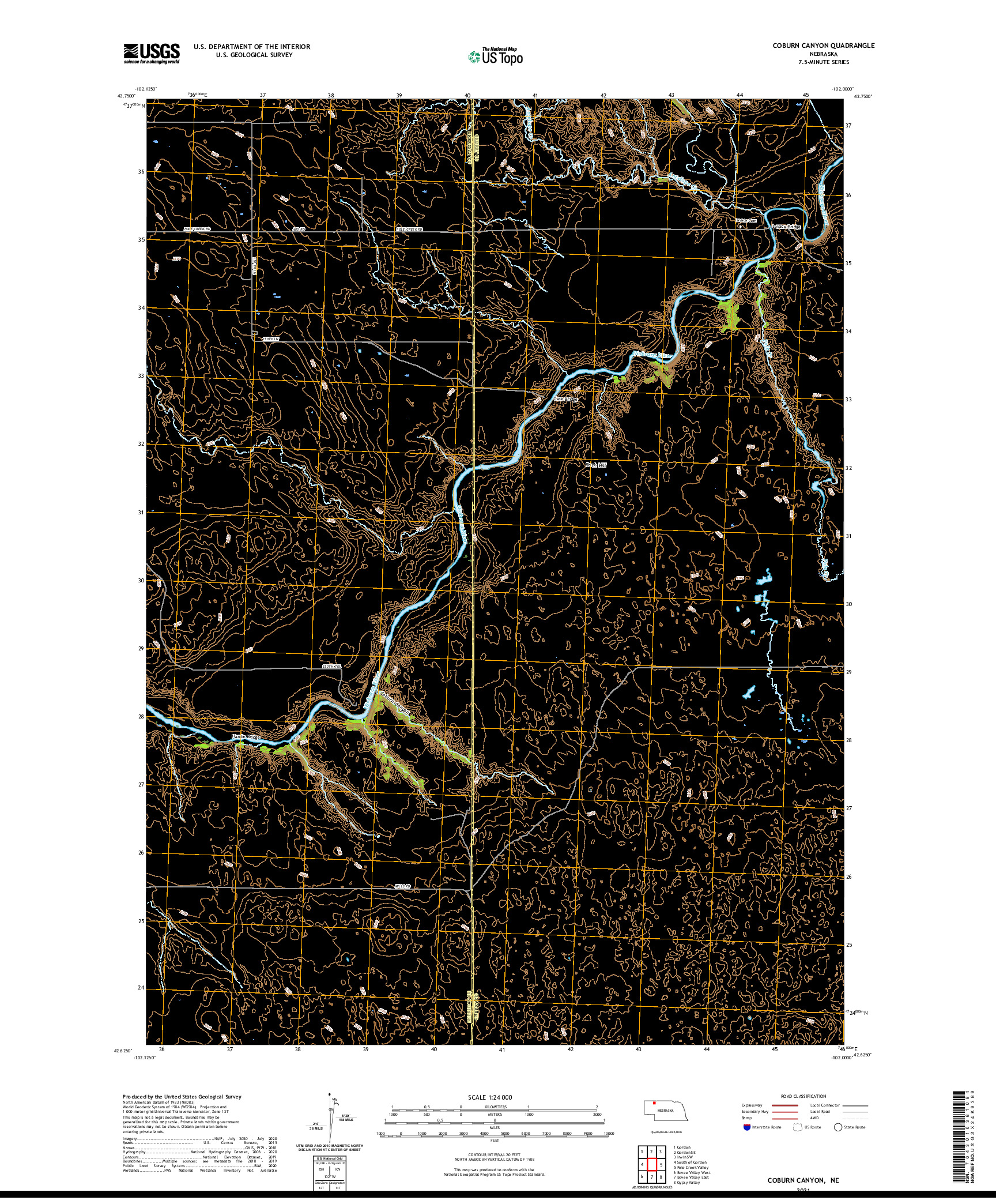USGS US TOPO 7.5-MINUTE MAP FOR COBURN CANYON, NE 2021