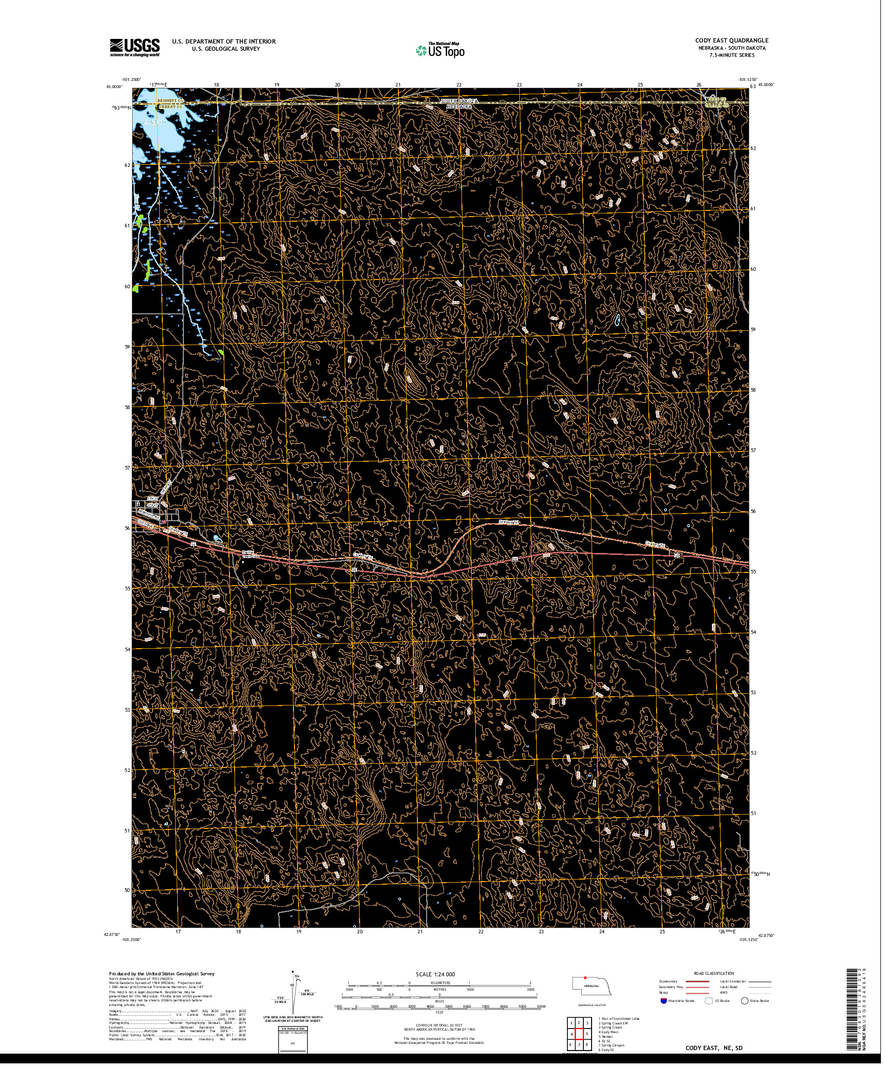 USGS US TOPO 7.5-MINUTE MAP FOR CODY EAST, NE,SD 2021