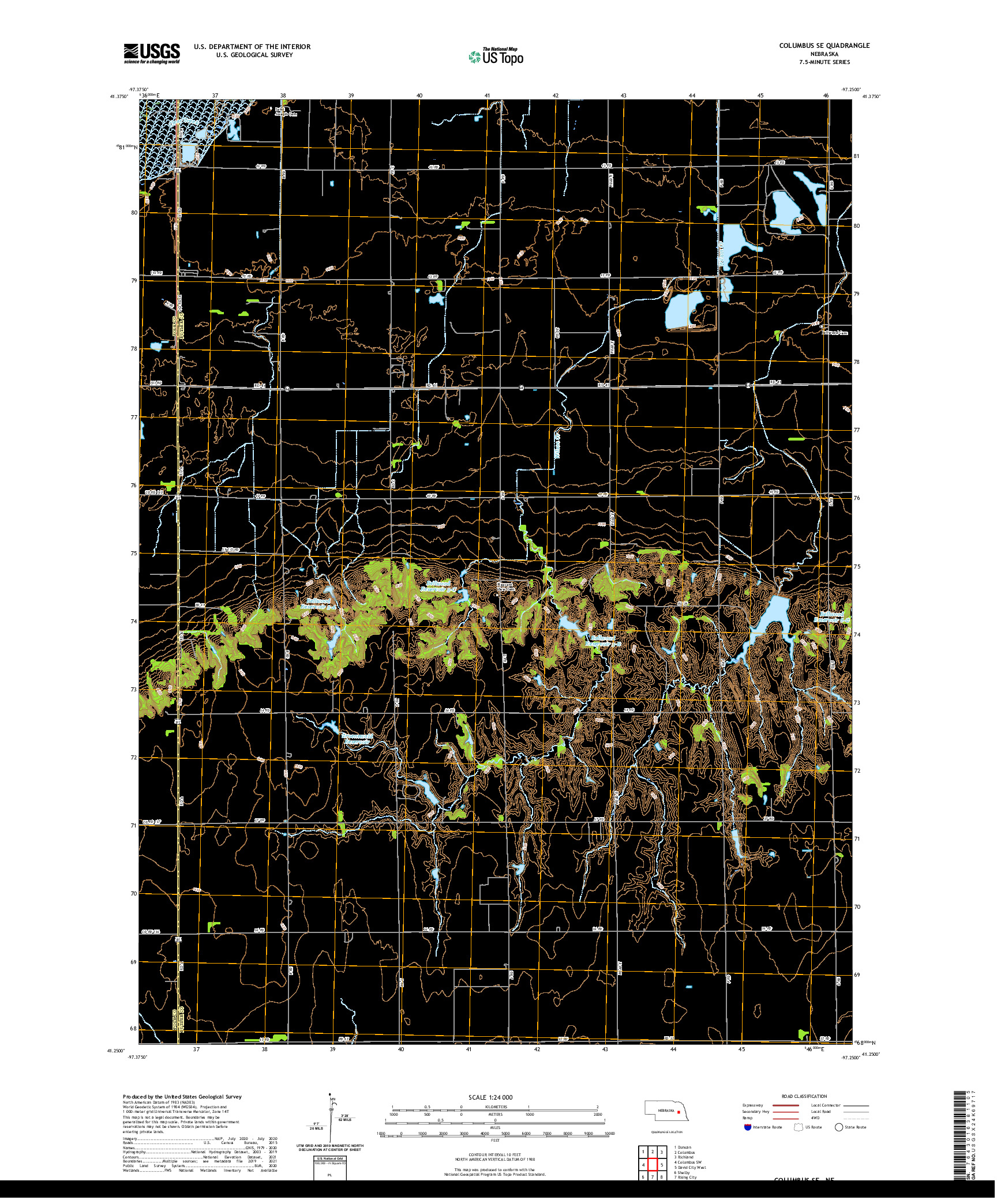 USGS US TOPO 7.5-MINUTE MAP FOR COLUMBUS SE, NE 2021