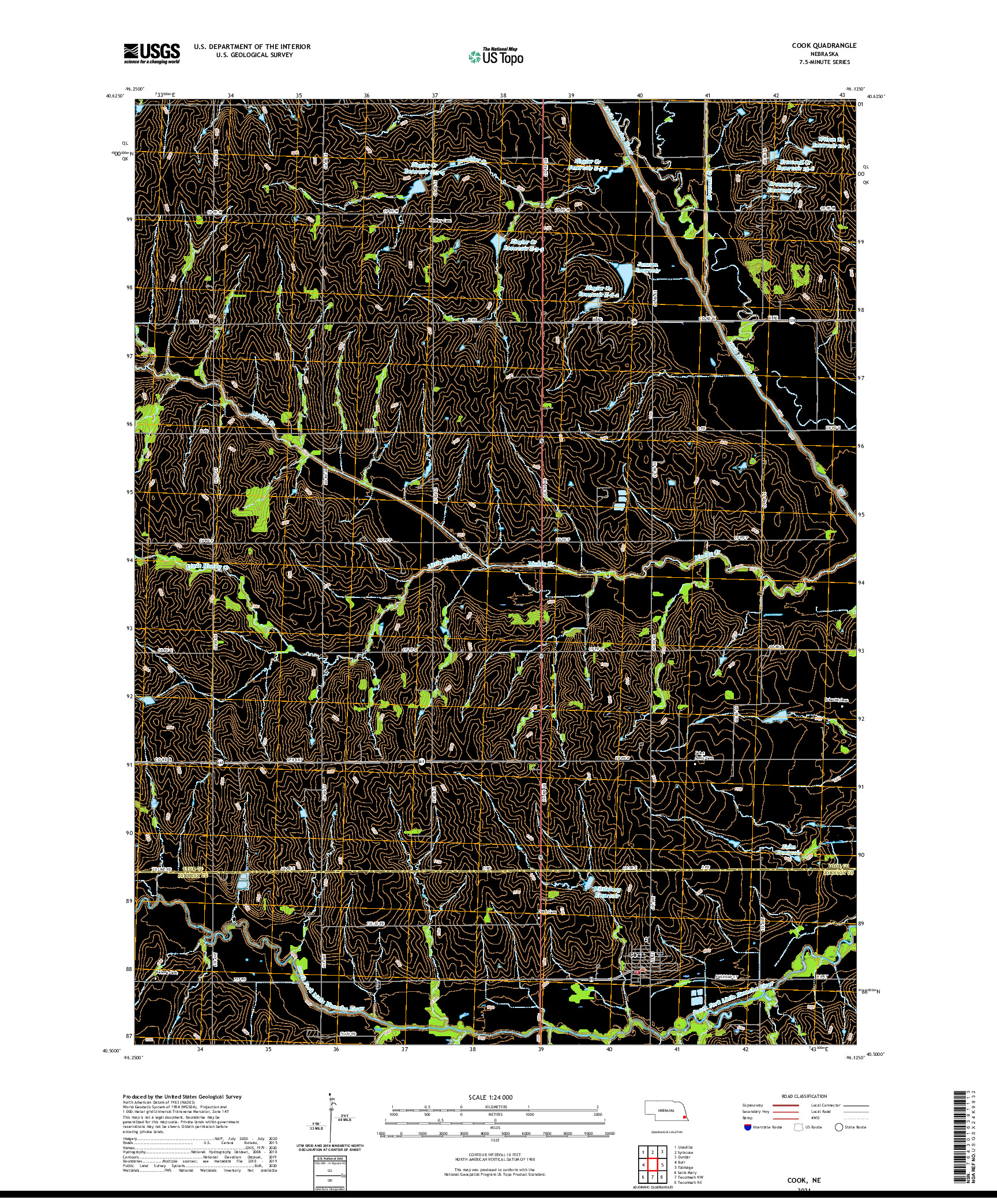 USGS US TOPO 7.5-MINUTE MAP FOR COOK, NE 2021