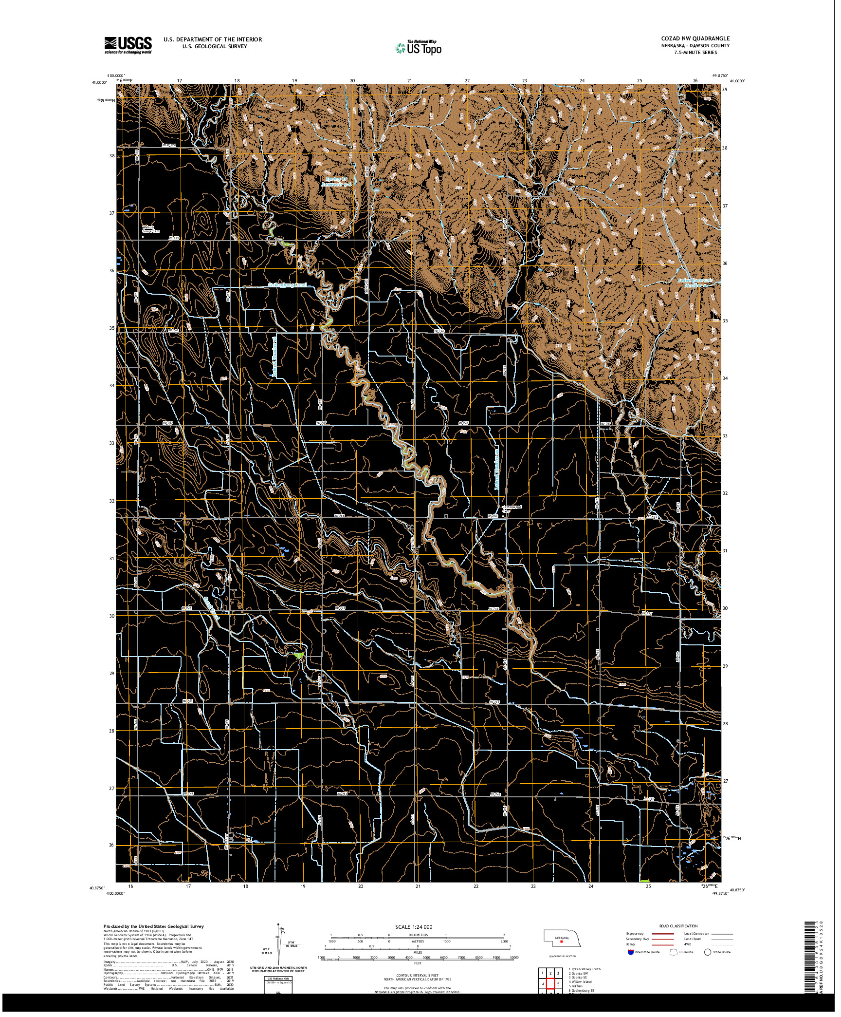 USGS US TOPO 7.5-MINUTE MAP FOR COZAD NW, NE 2021