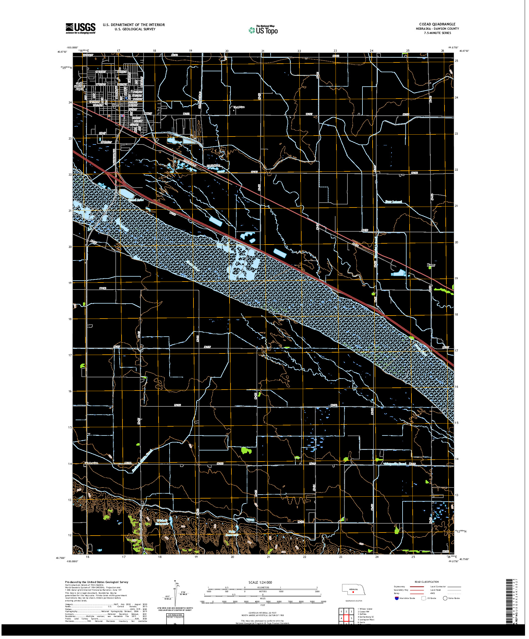 USGS US TOPO 7.5-MINUTE MAP FOR COZAD, NE 2021