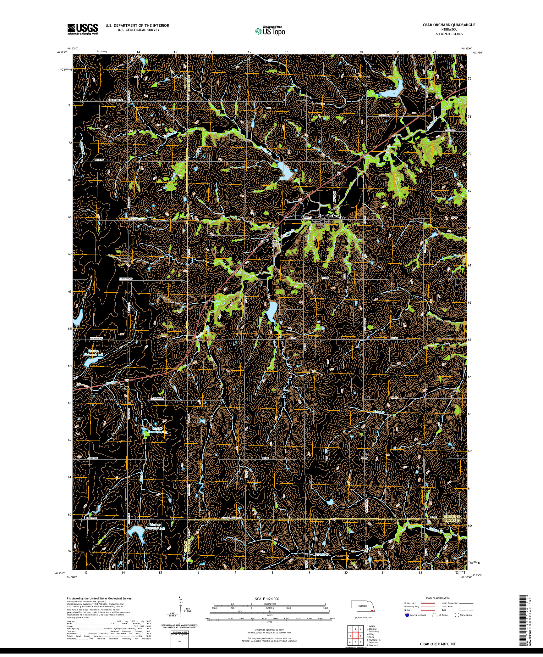 USGS US TOPO 7.5-MINUTE MAP FOR CRAB ORCHARD, NE 2021