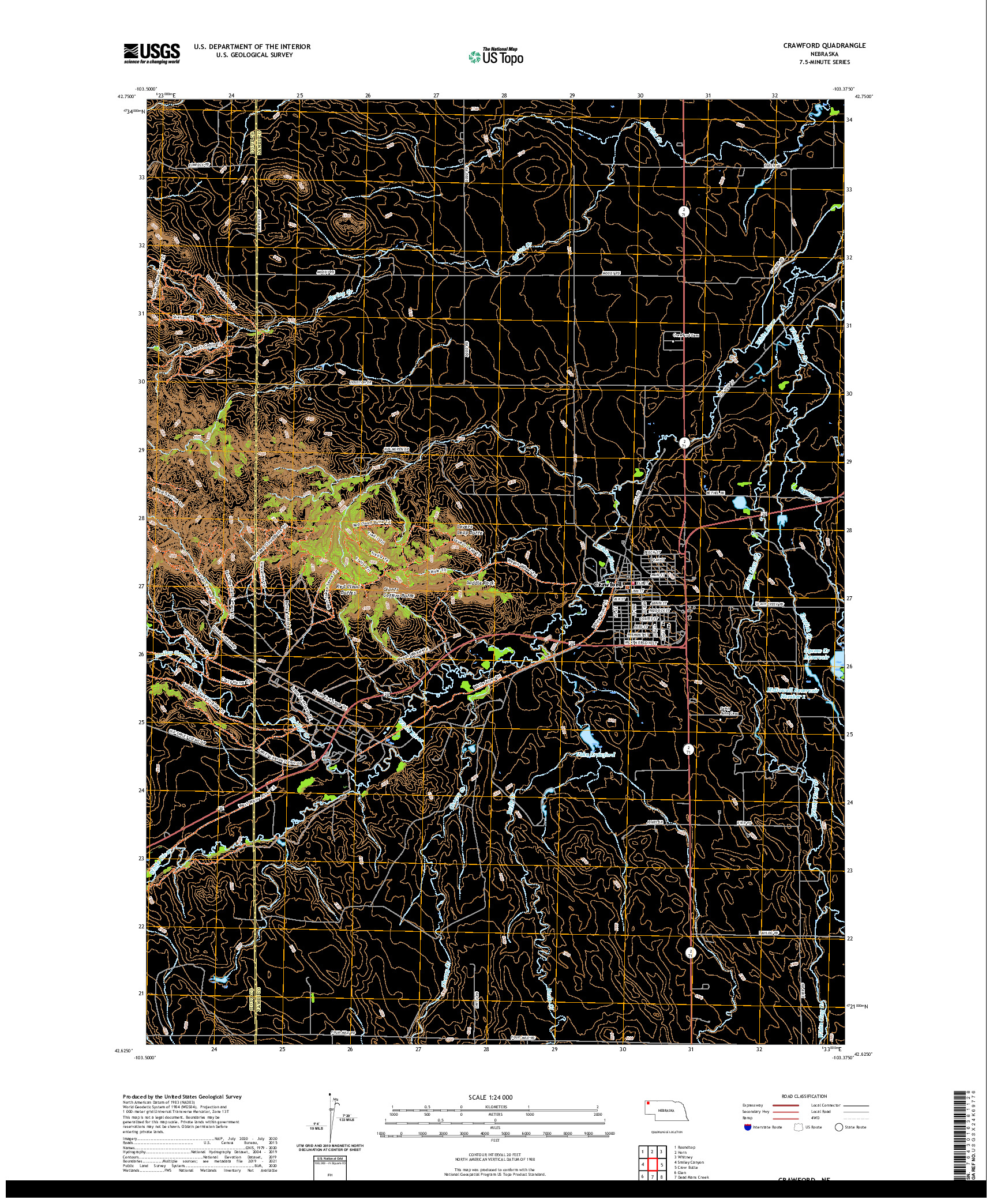 USGS US TOPO 7.5-MINUTE MAP FOR CRAWFORD, NE 2021