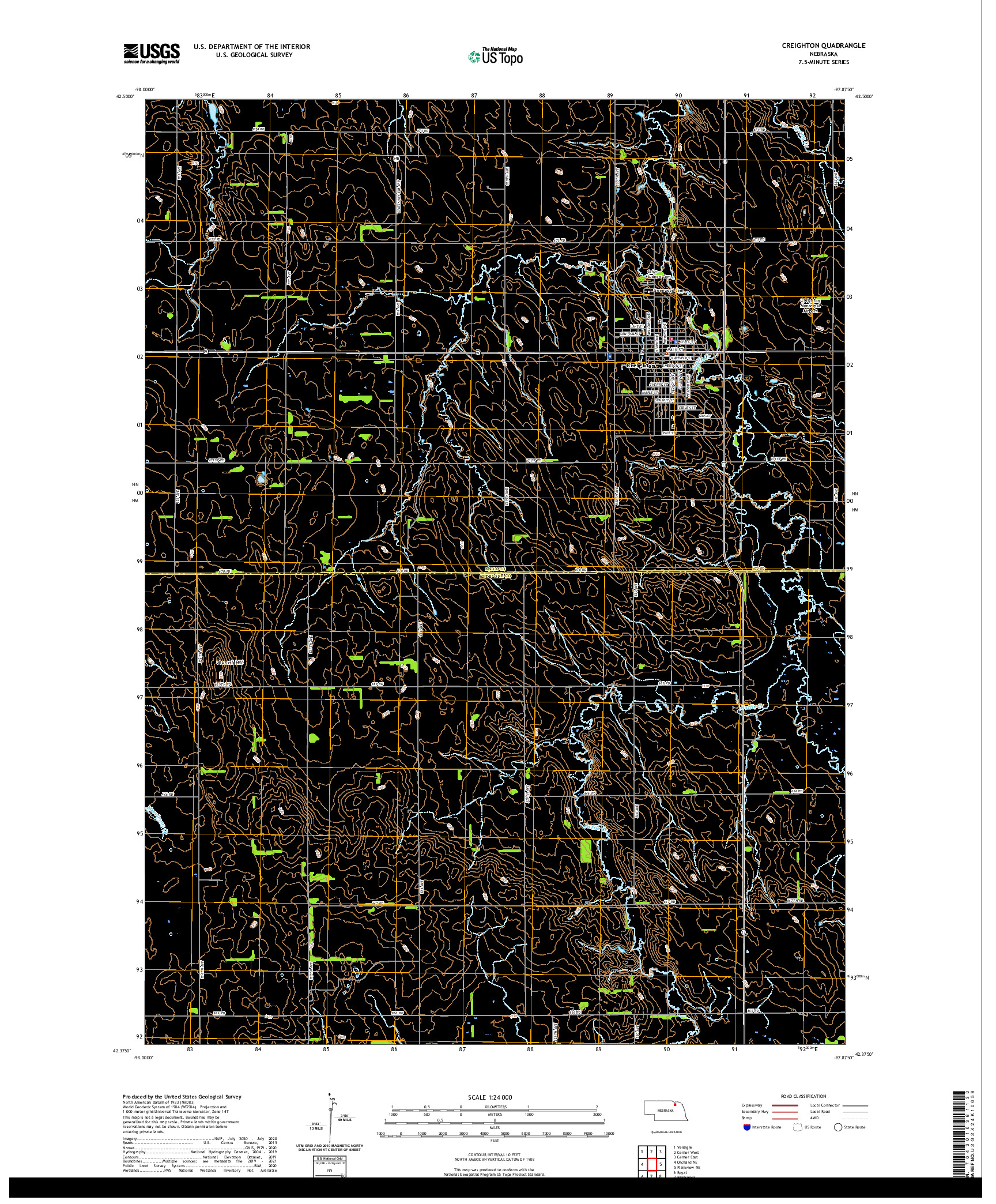 USGS US TOPO 7.5-MINUTE MAP FOR CREIGHTON, NE 2021