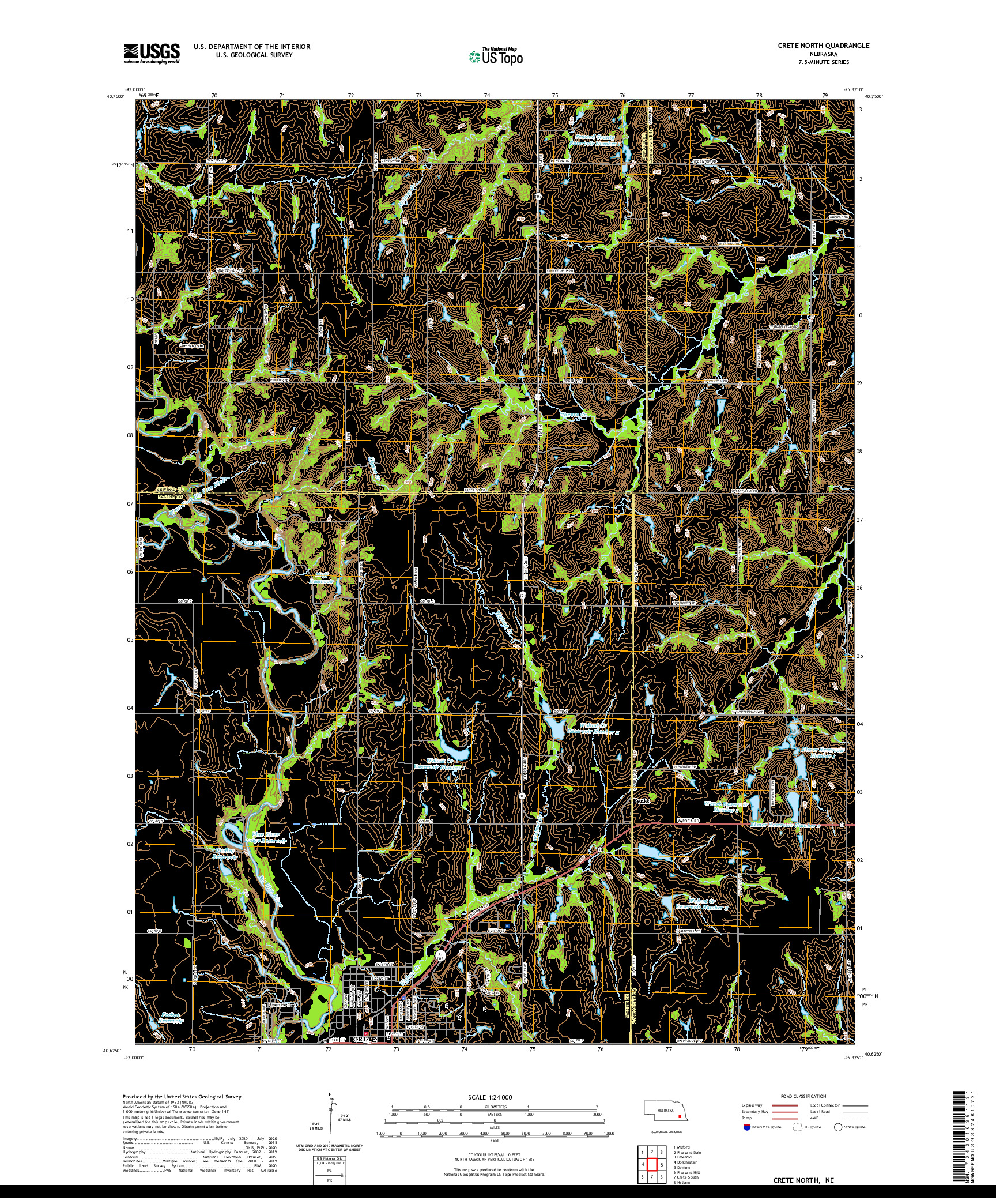 USGS US TOPO 7.5-MINUTE MAP FOR CRETE NORTH, NE 2021