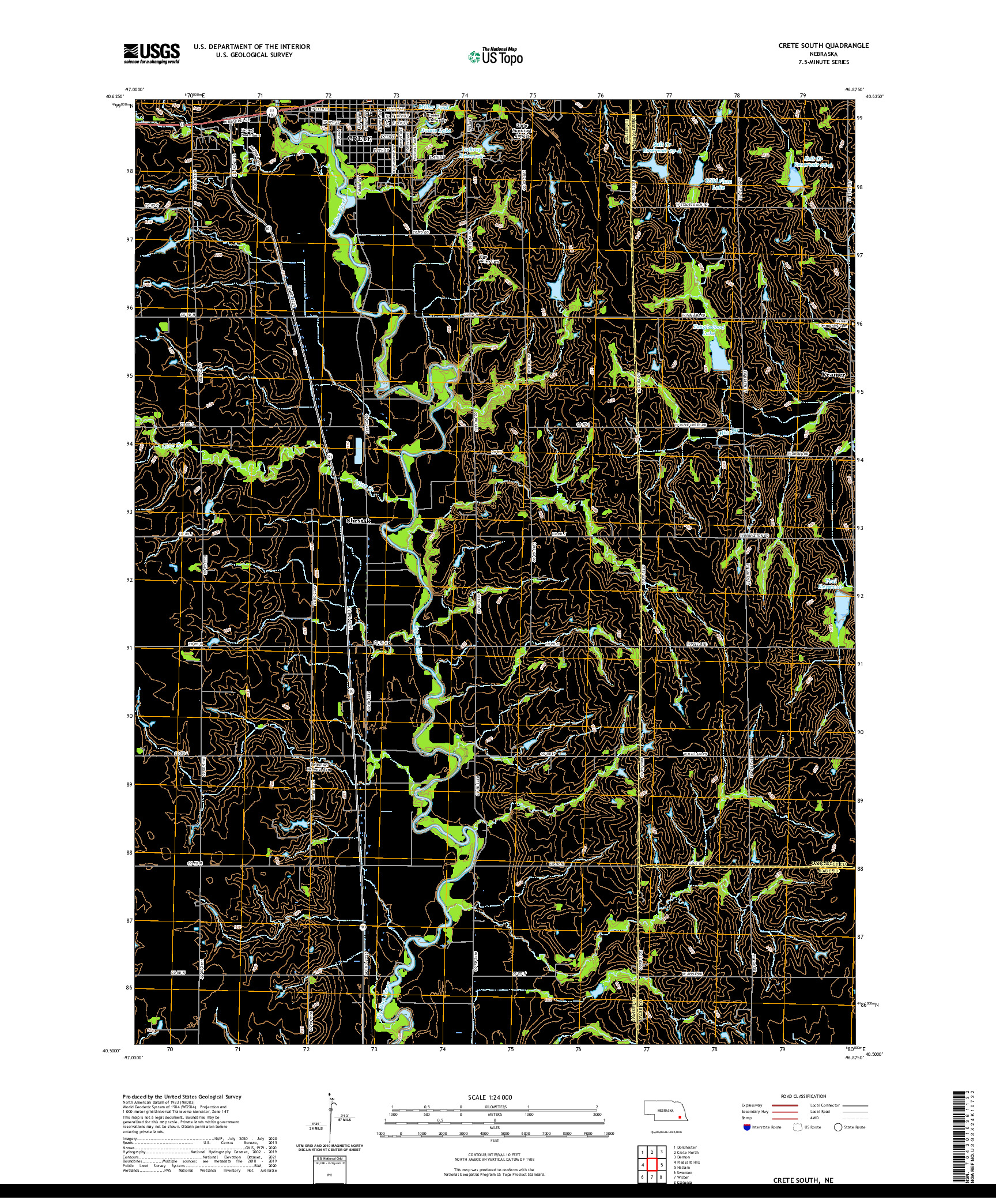 USGS US TOPO 7.5-MINUTE MAP FOR CRETE SOUTH, NE 2021