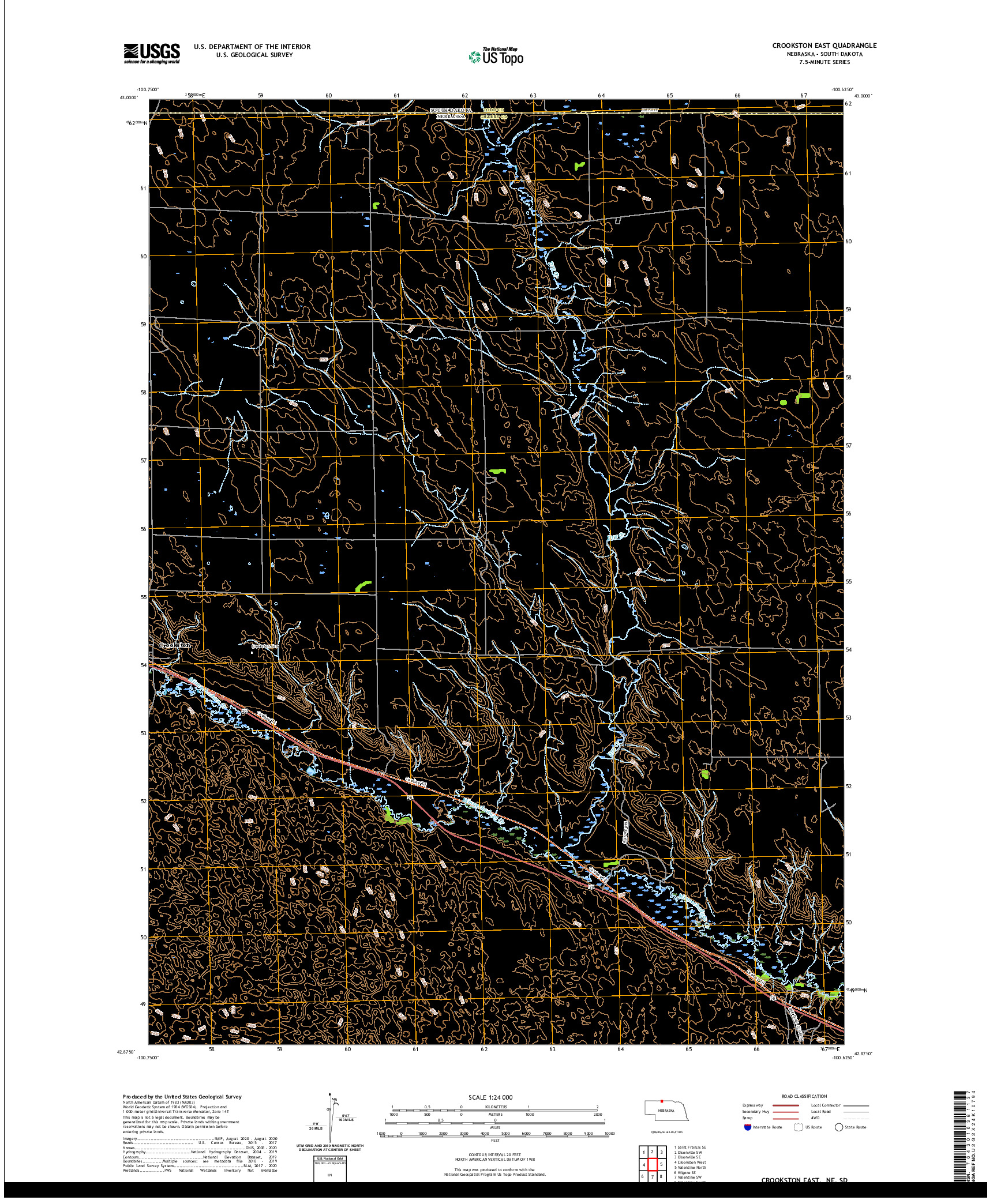 USGS US TOPO 7.5-MINUTE MAP FOR CROOKSTON EAST, NE,SD 2021