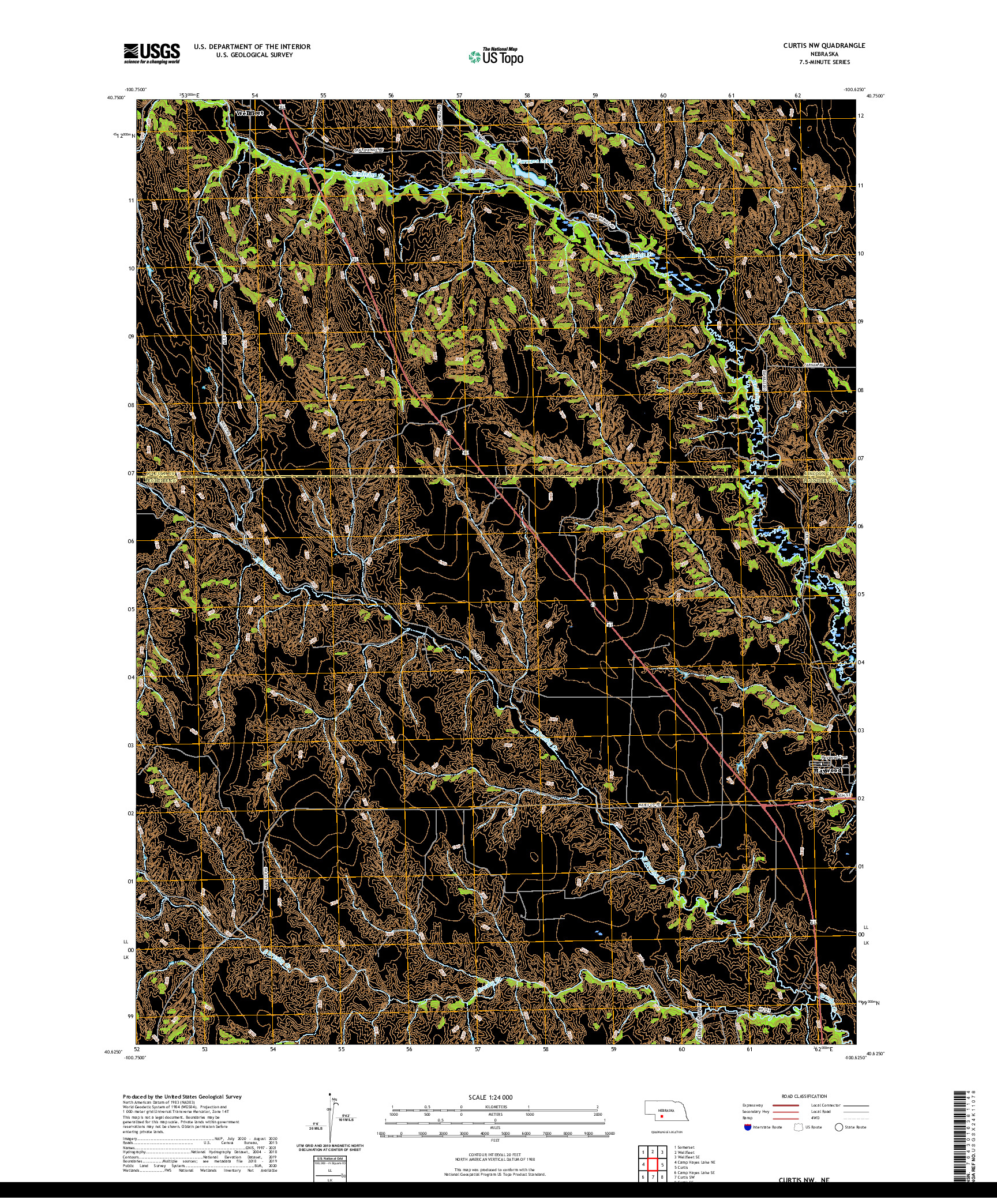 USGS US TOPO 7.5-MINUTE MAP FOR CURTIS NW, NE 2021