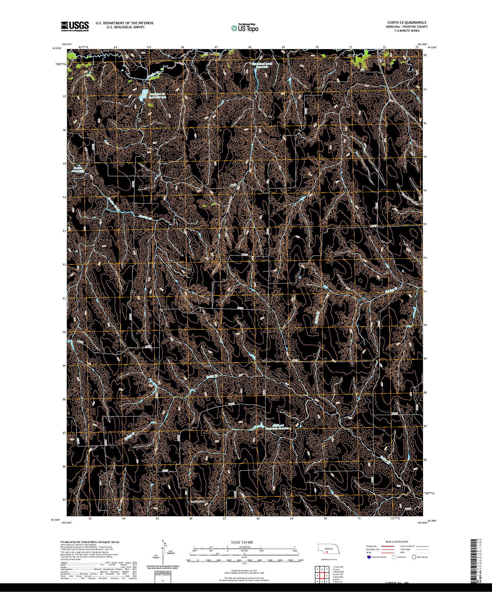 USGS US TOPO 7.5-MINUTE MAP FOR CURTIS SE, NE 2021