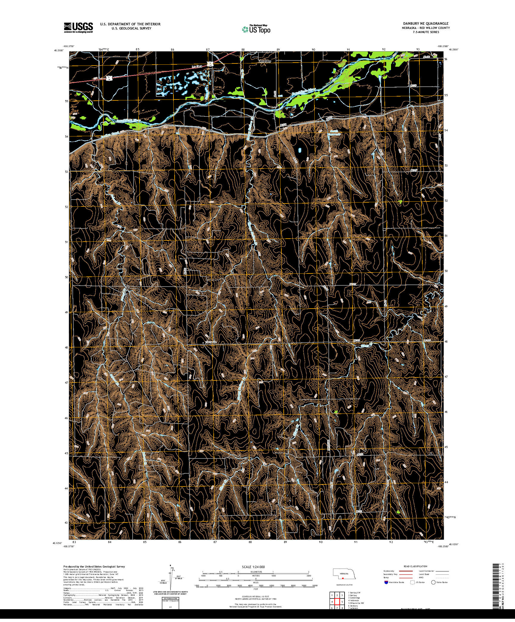 USGS US TOPO 7.5-MINUTE MAP FOR DANBURY NE, NE 2021