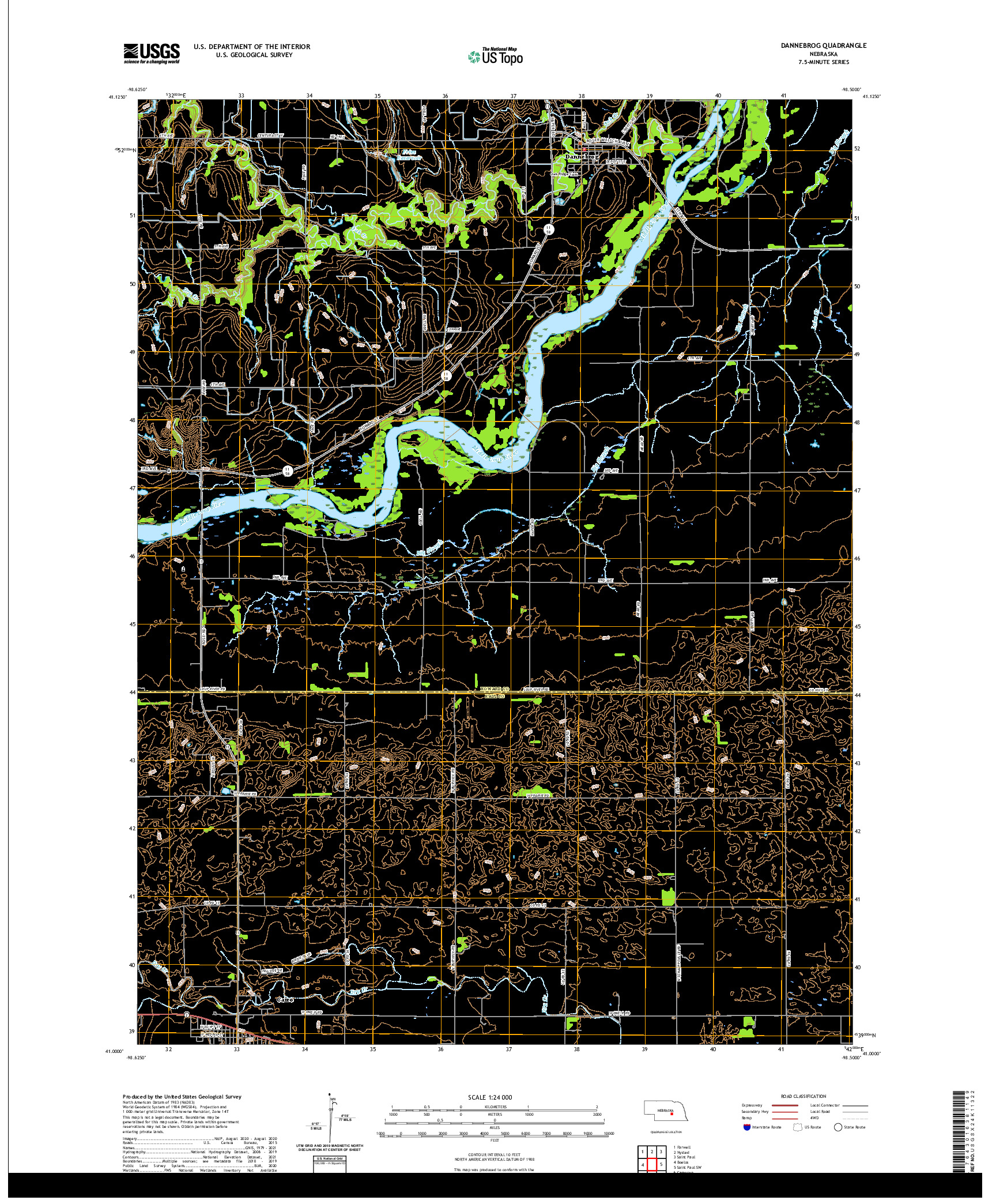 USGS US TOPO 7.5-MINUTE MAP FOR DANNEBROG, NE 2021