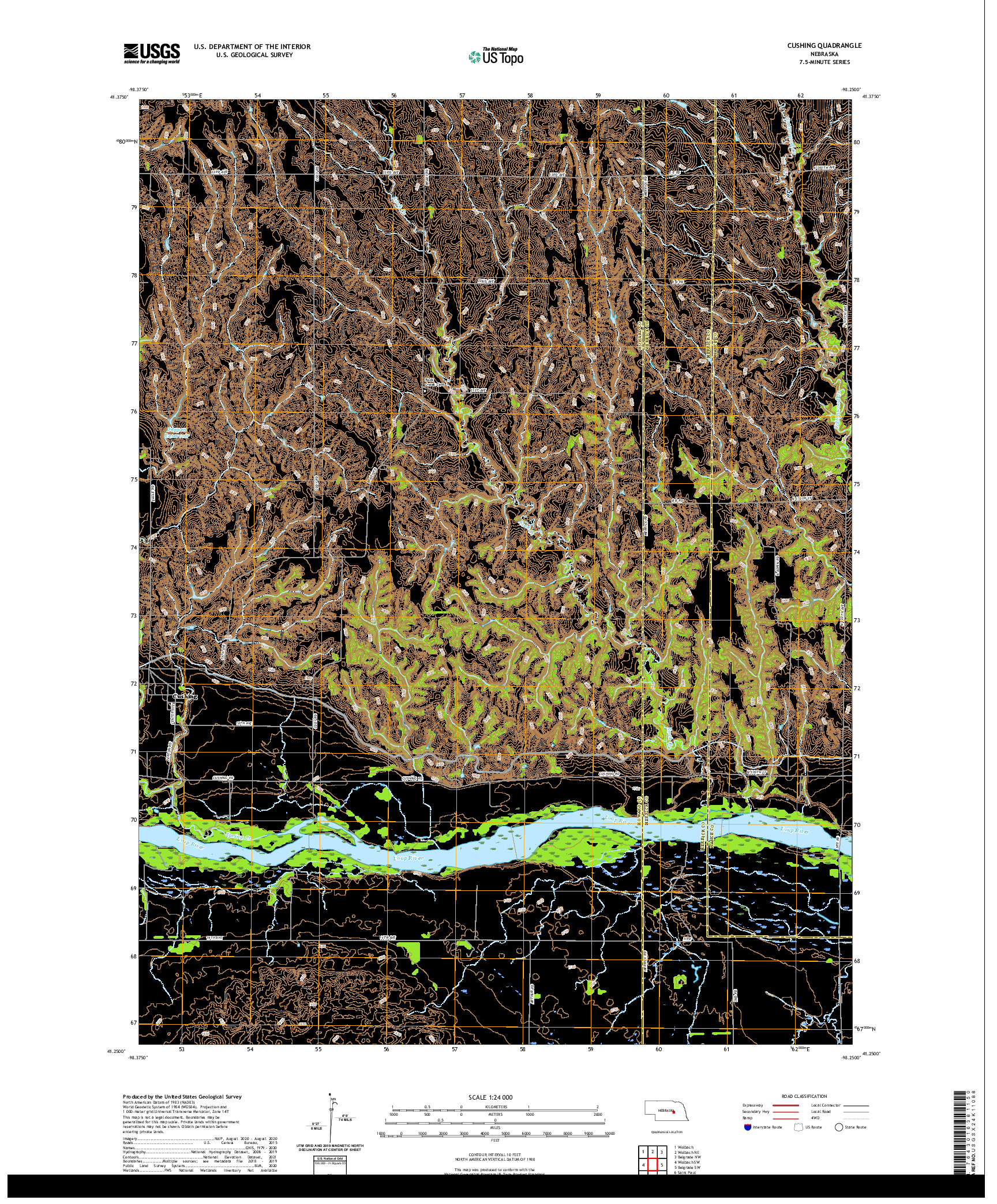 USGS US TOPO 7.5-MINUTE MAP FOR CUSHING, NE 2021