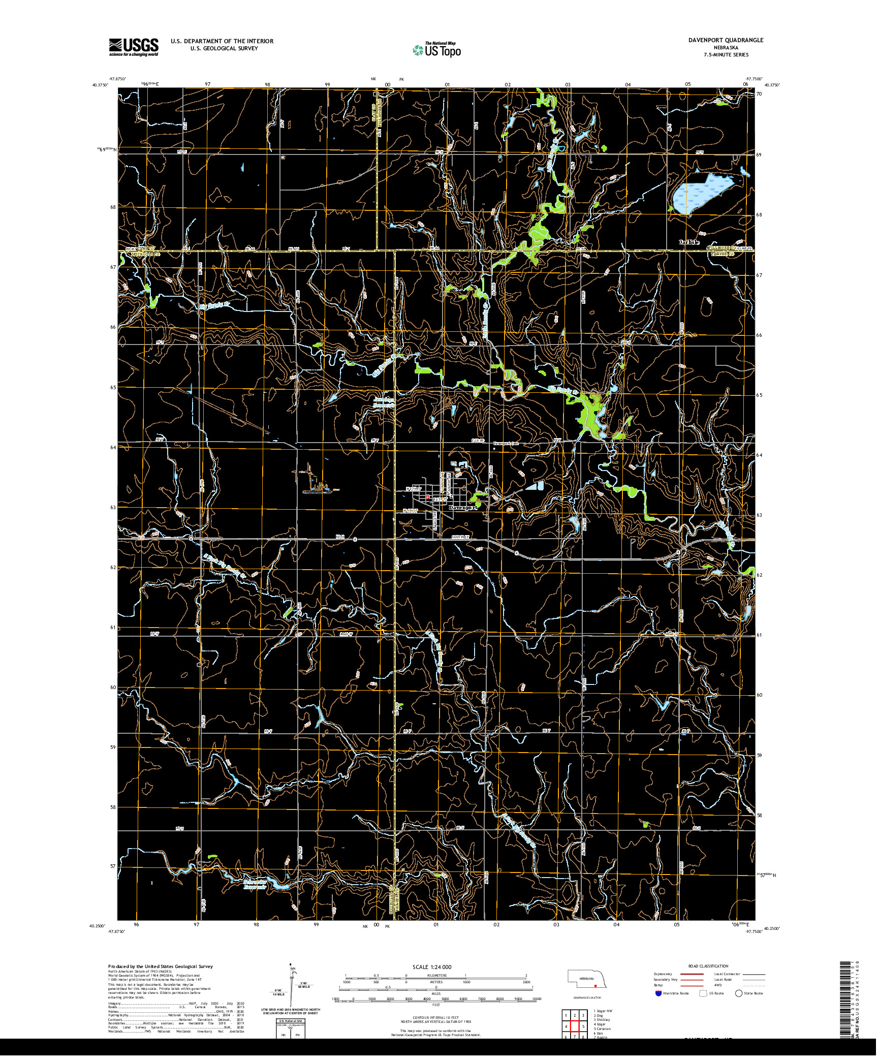 USGS US TOPO 7.5-MINUTE MAP FOR DAVENPORT, NE 2021