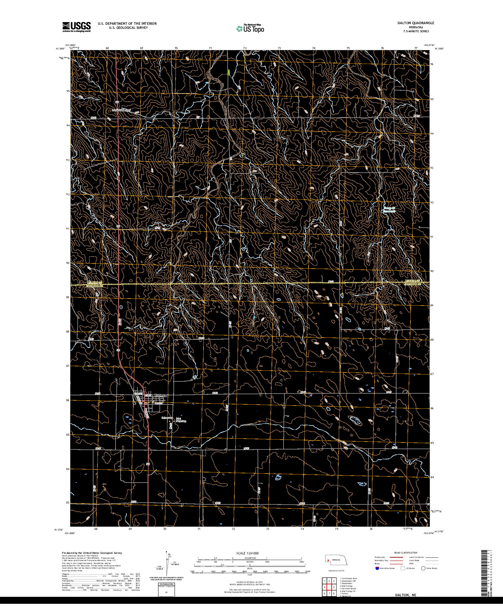 USGS US TOPO 7.5-MINUTE MAP FOR DALTON, NE 2021