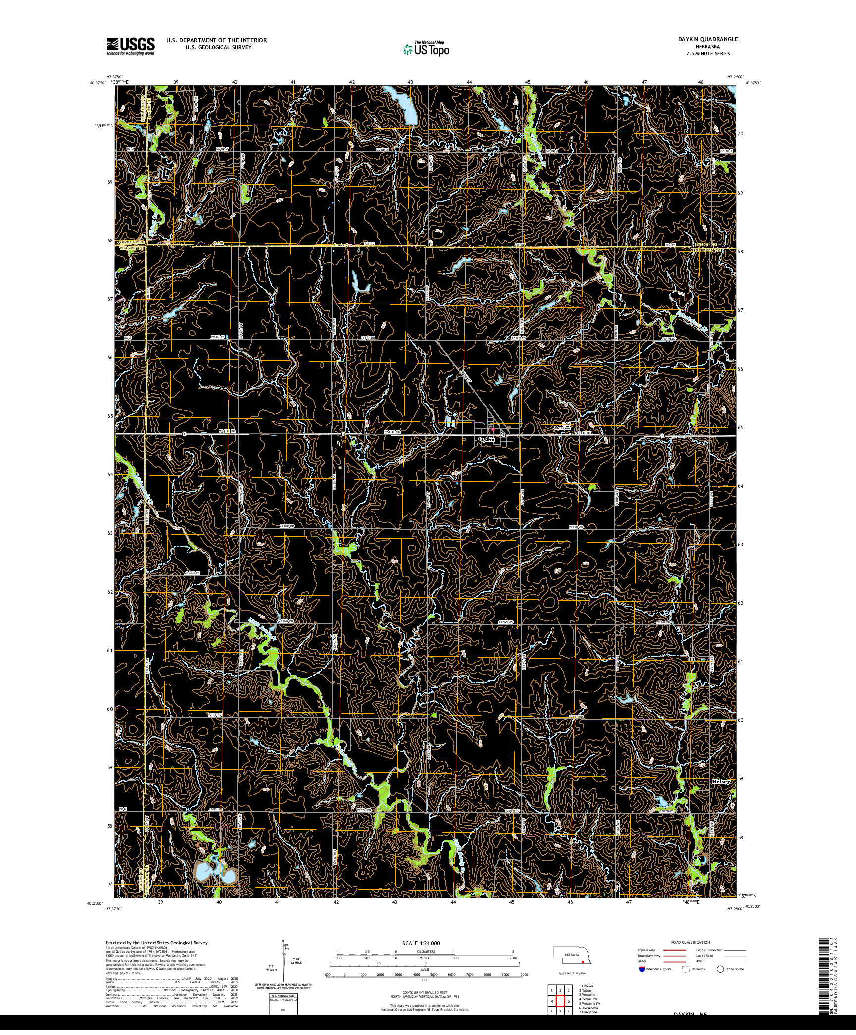 USGS US TOPO 7.5-MINUTE MAP FOR DAYKIN, NE 2021