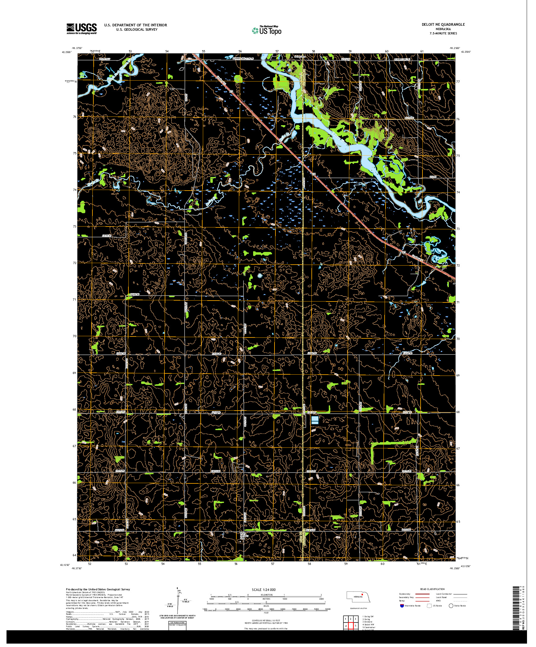 USGS US TOPO 7.5-MINUTE MAP FOR DELOIT NE, NE 2021