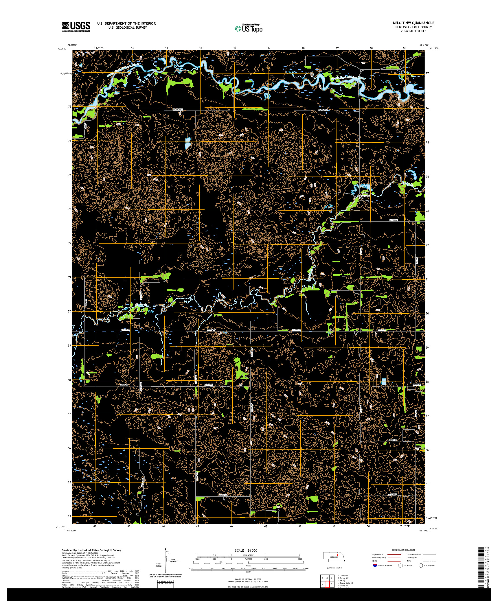 USGS US TOPO 7.5-MINUTE MAP FOR DELOIT NW, NE 2021