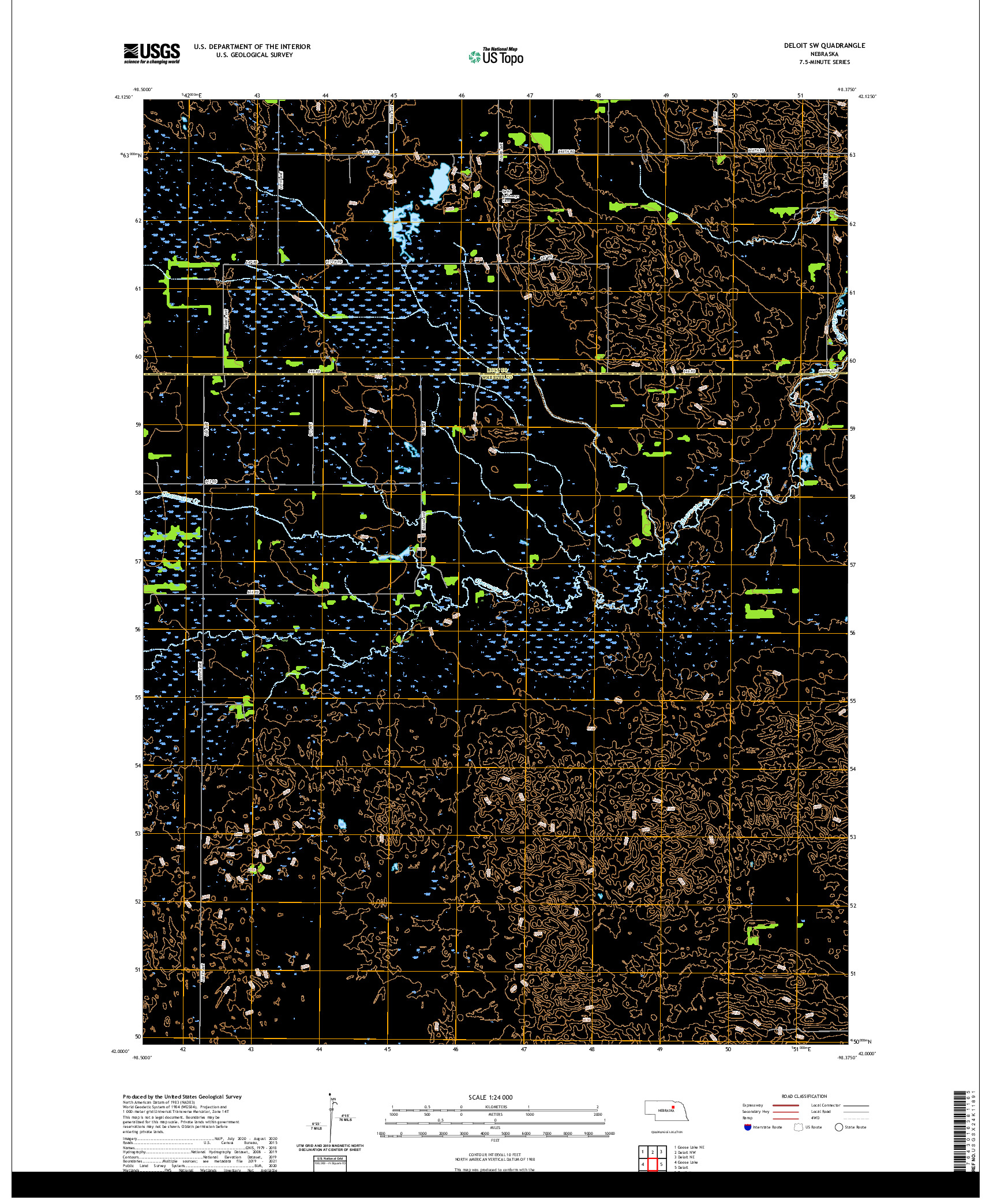 USGS US TOPO 7.5-MINUTE MAP FOR DELOIT SW, NE 2021