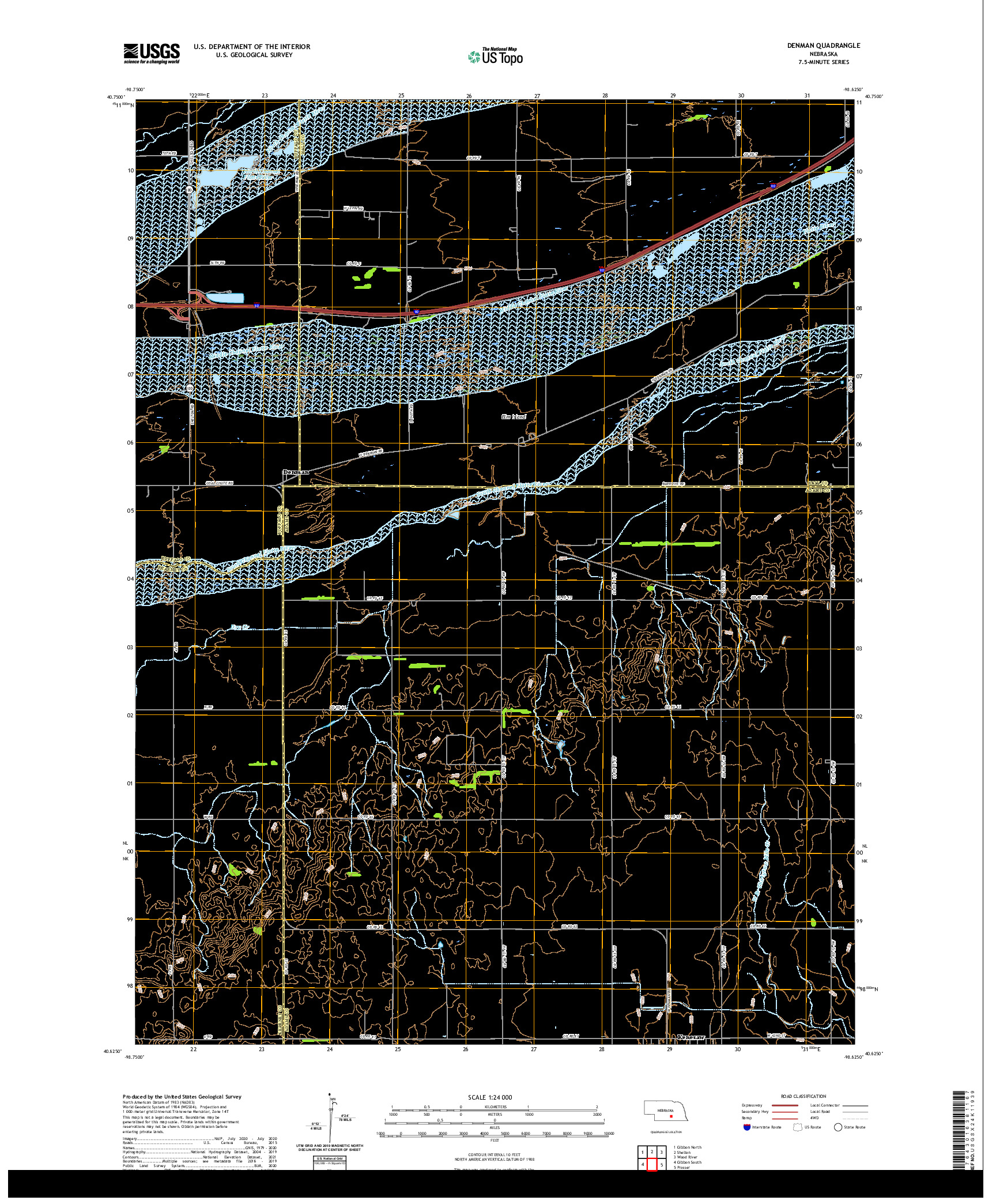 USGS US TOPO 7.5-MINUTE MAP FOR DENMAN, NE 2021