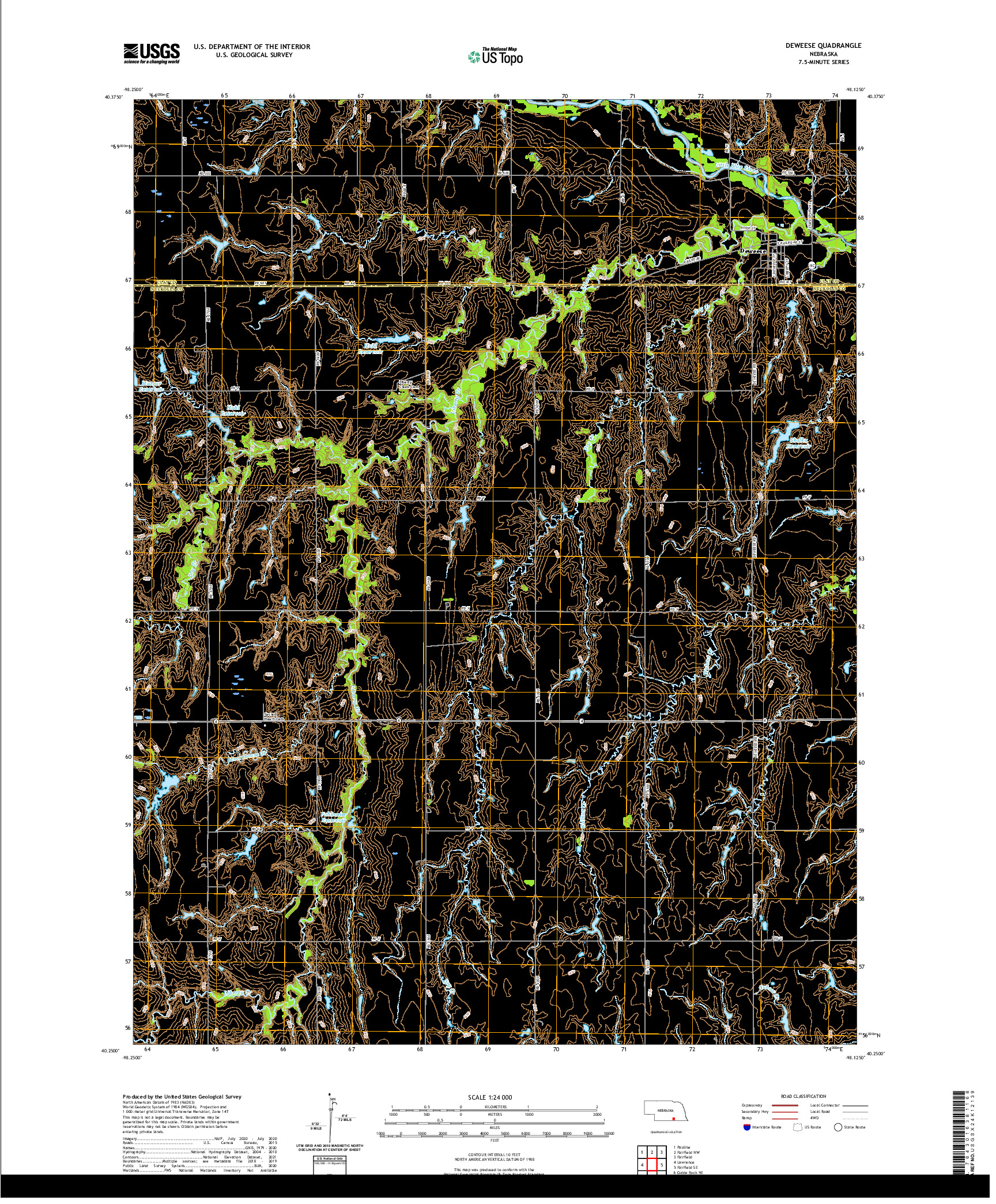 USGS US TOPO 7.5-MINUTE MAP FOR DEWEESE, NE 2021