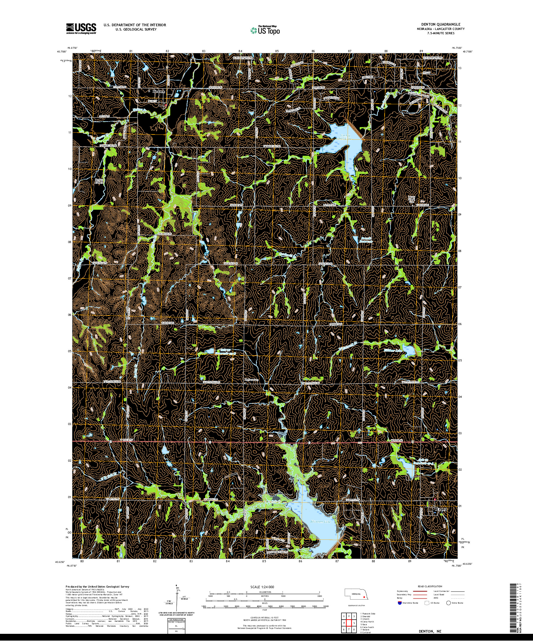 USGS US TOPO 7.5-MINUTE MAP FOR DENTON, NE 2021