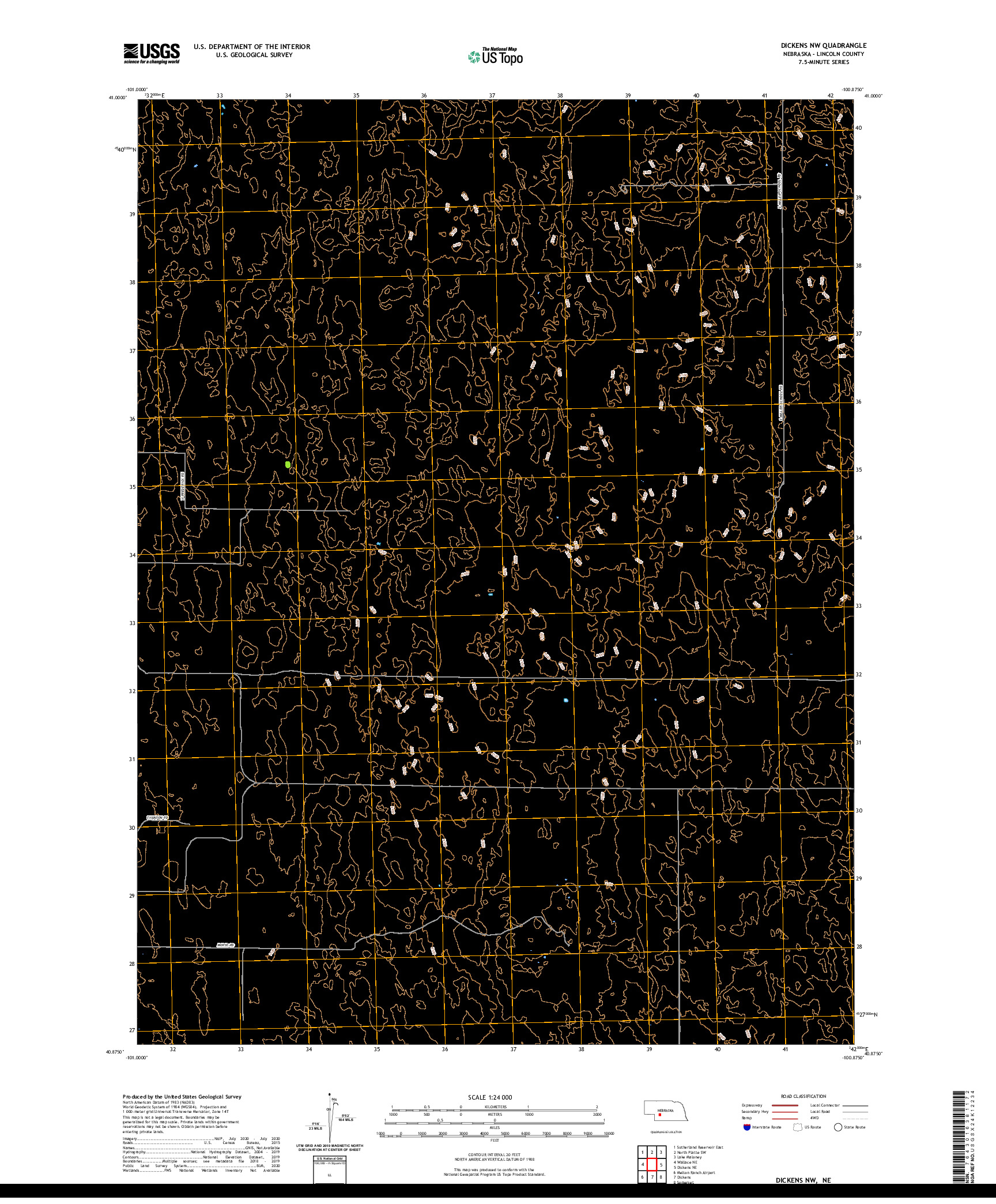 USGS US TOPO 7.5-MINUTE MAP FOR DICKENS NW, NE 2021