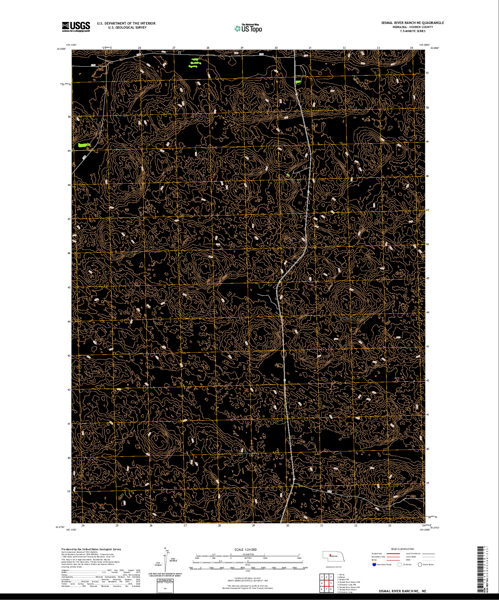 USGS US TOPO 7.5-MINUTE MAP FOR DISMAL RIVER RANCH NE, NE 2021