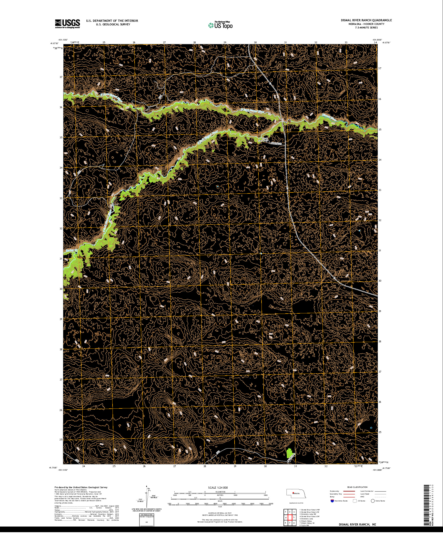 USGS US TOPO 7.5-MINUTE MAP FOR DISMAL RIVER RANCH, NE 2021