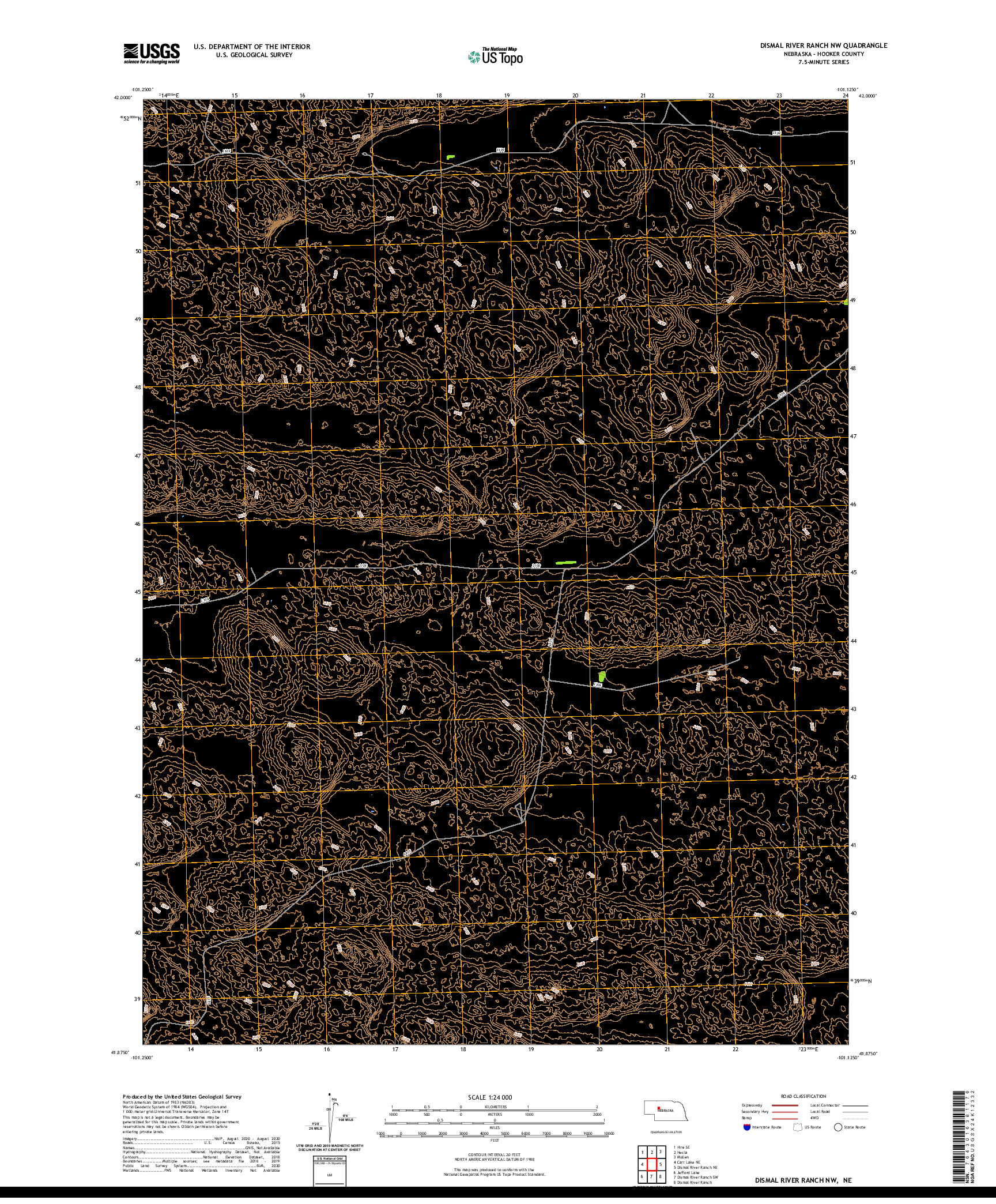 USGS US TOPO 7.5-MINUTE MAP FOR DISMAL RIVER RANCH NW, NE 2021