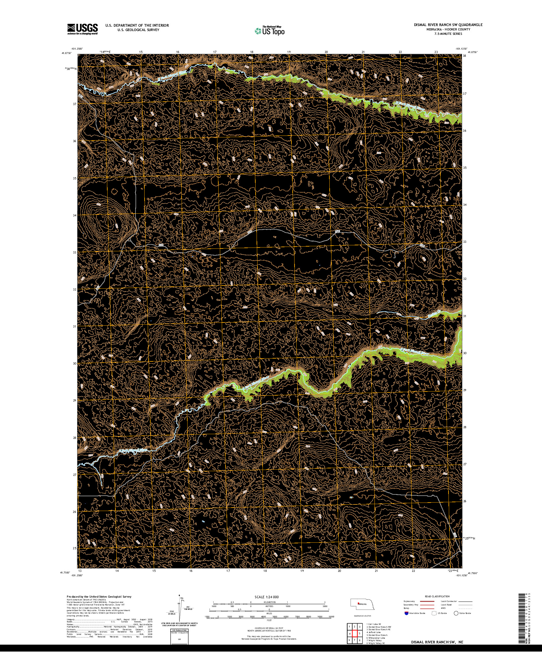 USGS US TOPO 7.5-MINUTE MAP FOR DISMAL RIVER RANCH SW, NE 2021