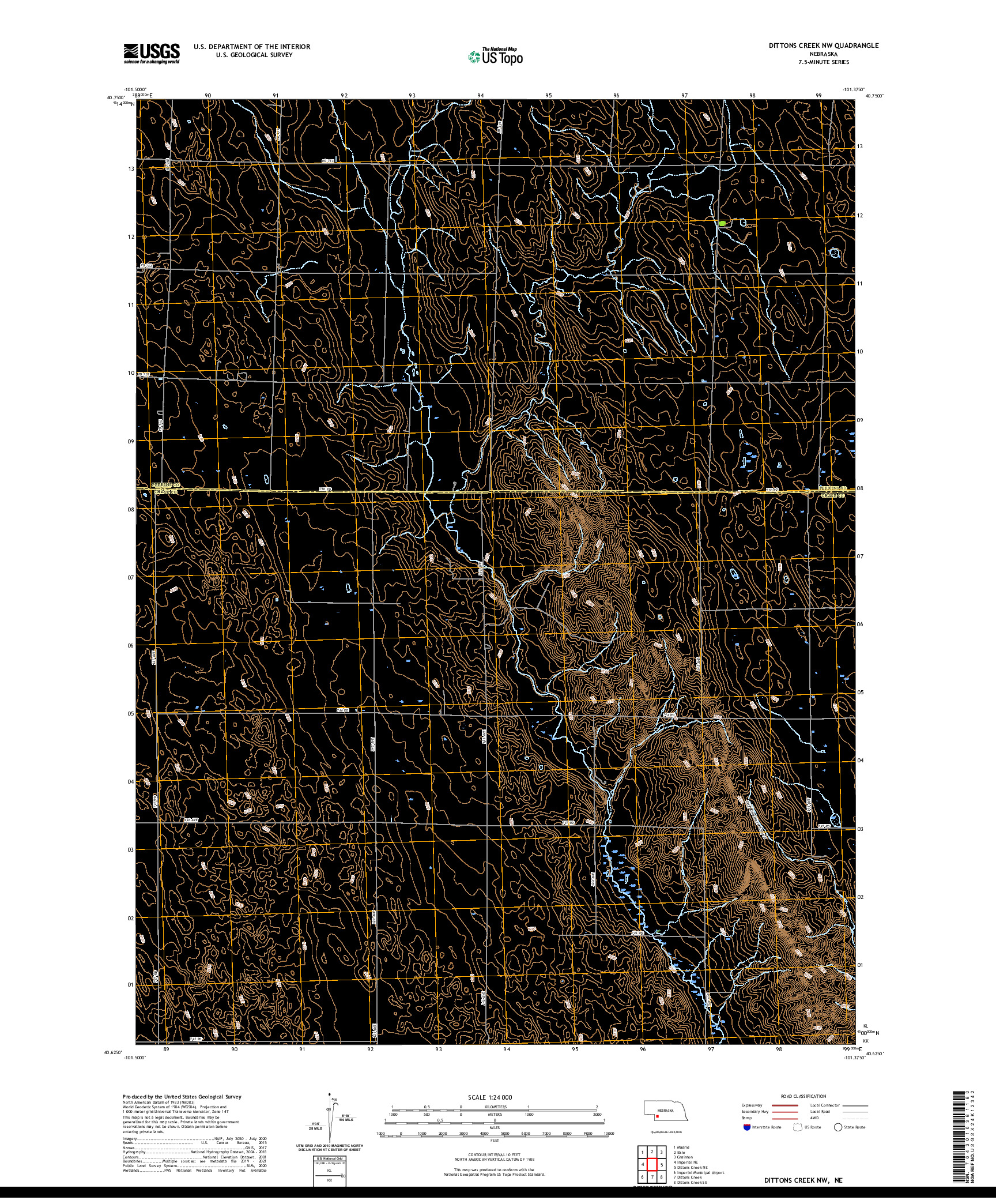 USGS US TOPO 7.5-MINUTE MAP FOR DITTONS CREEK NW, NE 2021