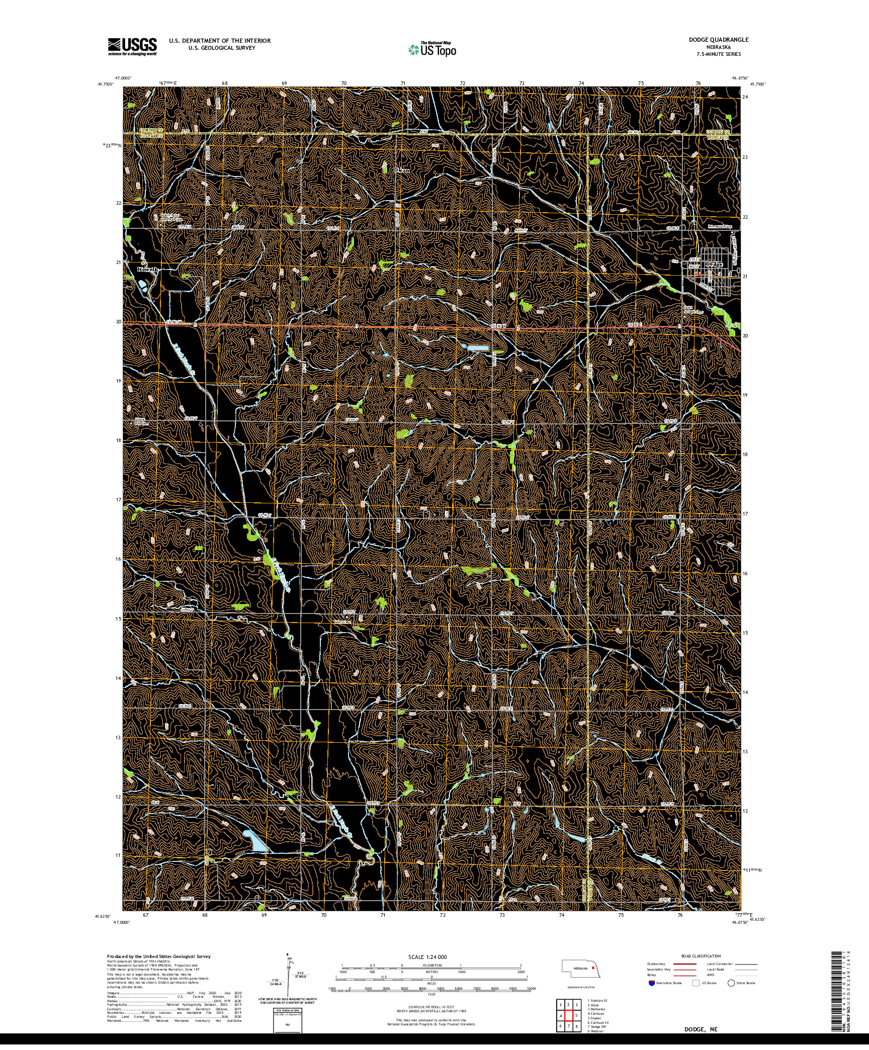 USGS US TOPO 7.5-MINUTE MAP FOR DODGE, NE 2021