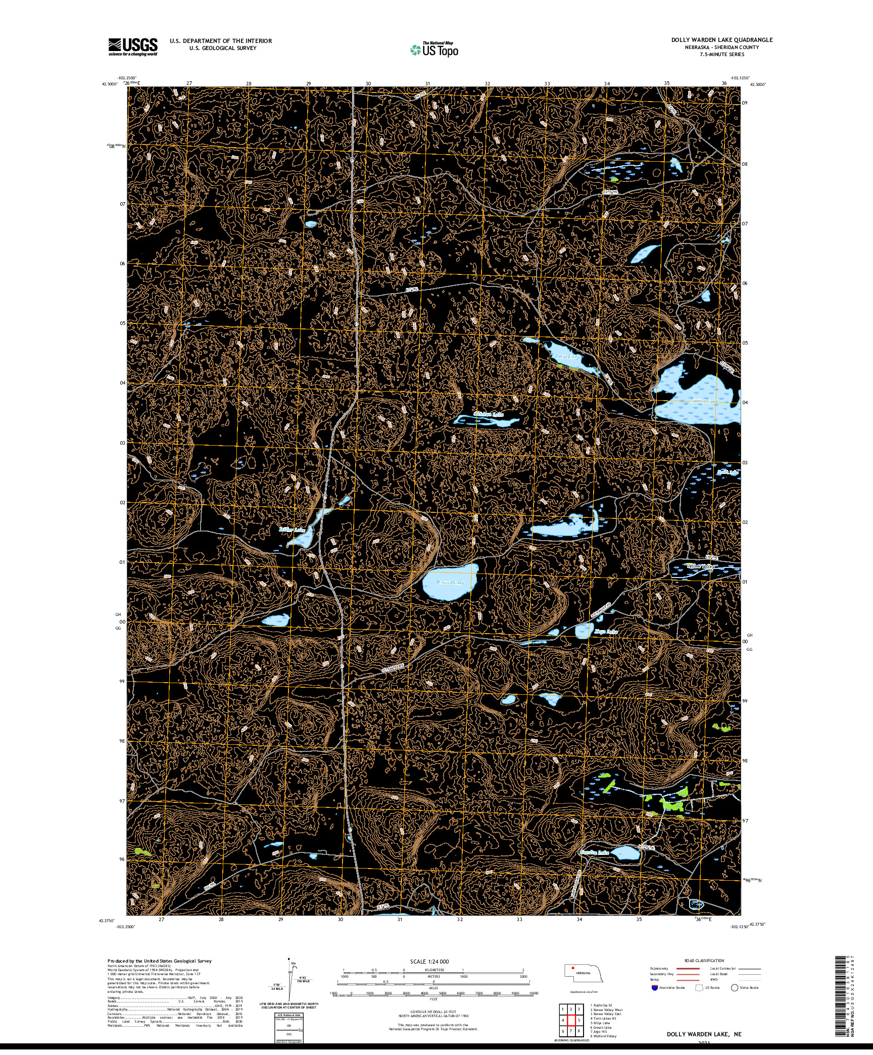 USGS US TOPO 7.5-MINUTE MAP FOR DOLLY WARDEN LAKE, NE 2021