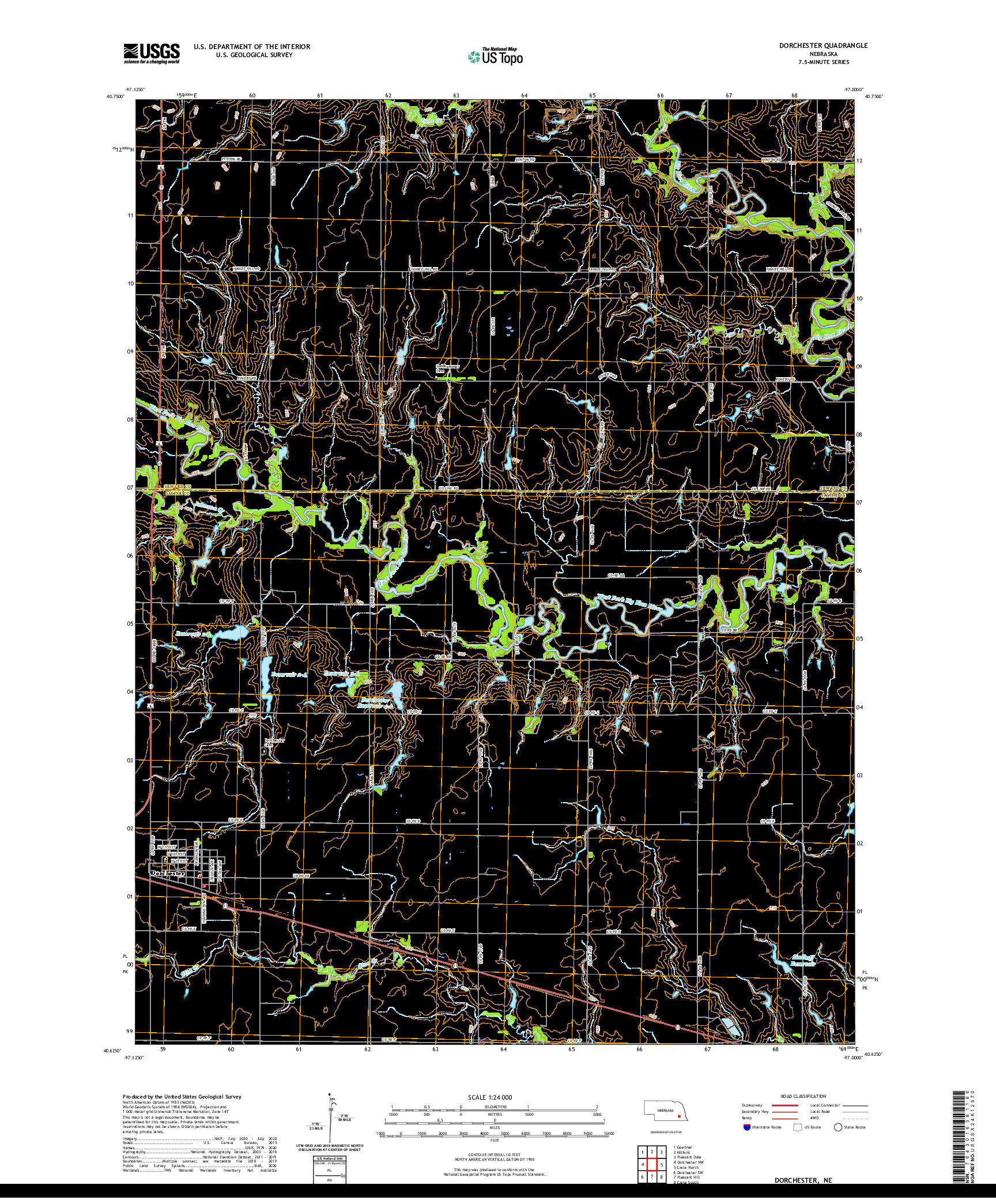 USGS US TOPO 7.5-MINUTE MAP FOR DORCHESTER, NE 2021