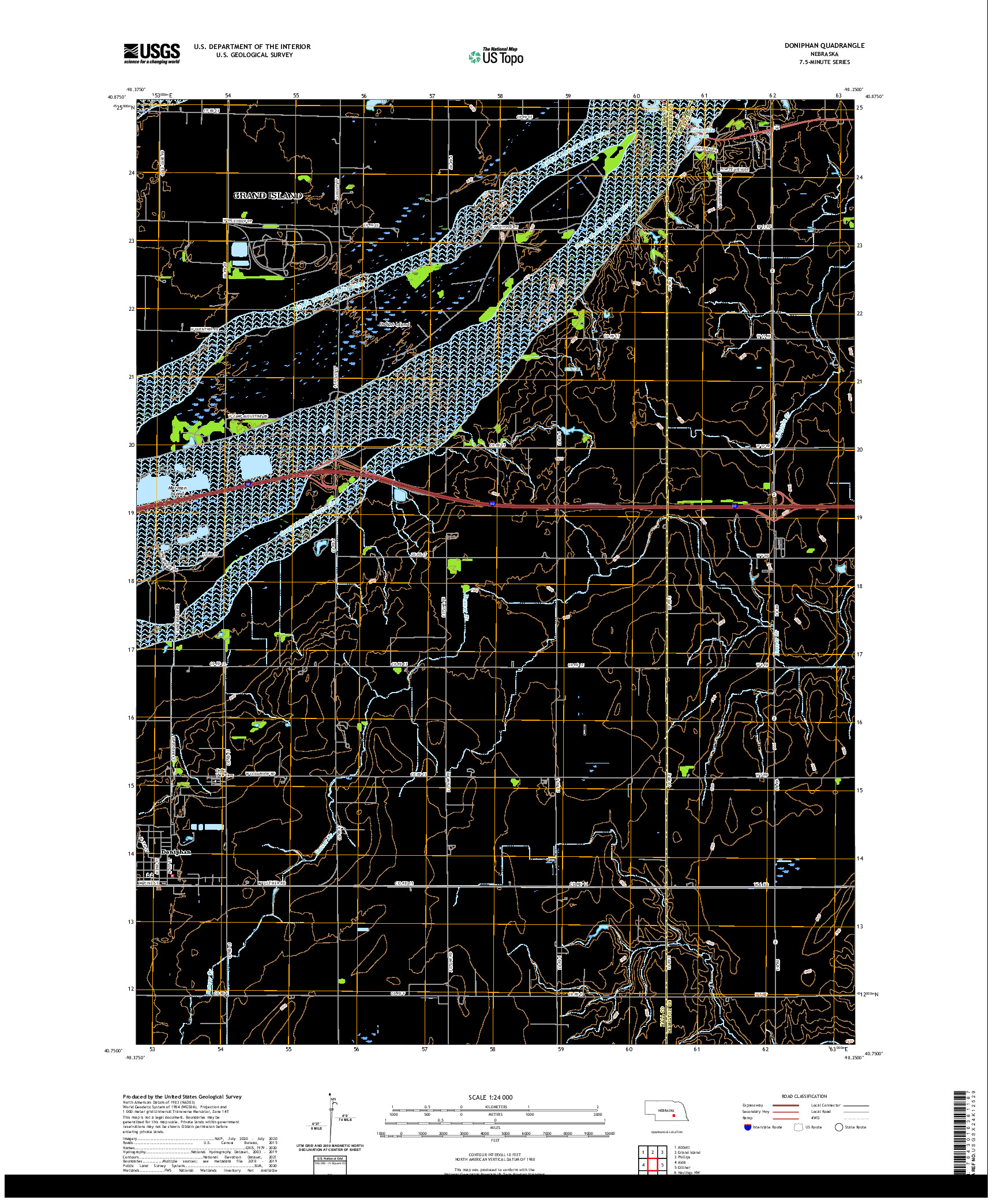 USGS US TOPO 7.5-MINUTE MAP FOR DONIPHAN, NE 2021