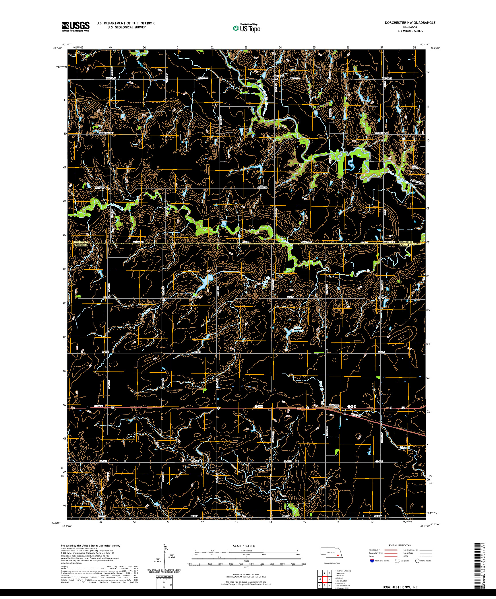 USGS US TOPO 7.5-MINUTE MAP FOR DORCHESTER NW, NE 2021