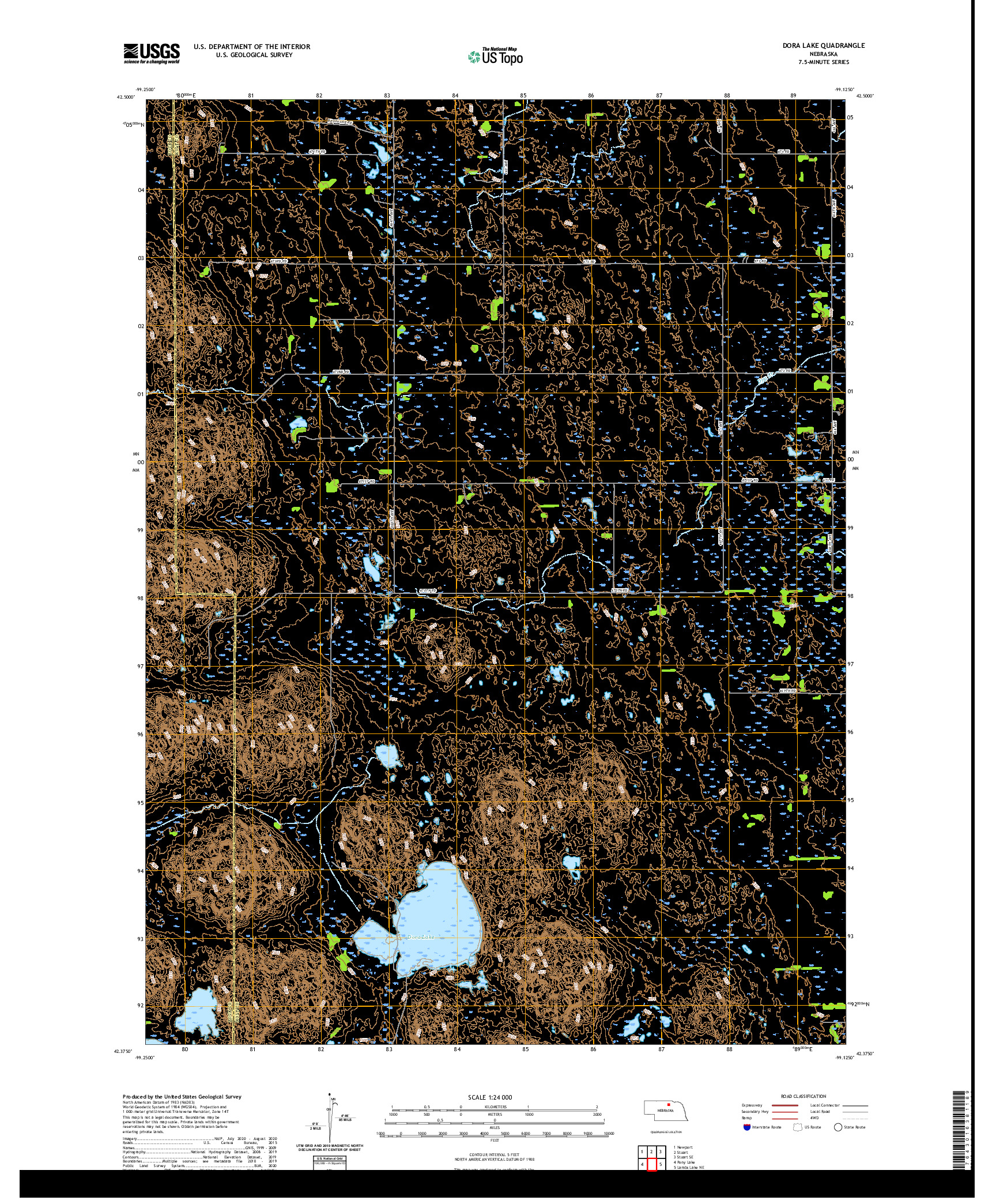 USGS US TOPO 7.5-MINUTE MAP FOR DORA LAKE, NE 2021