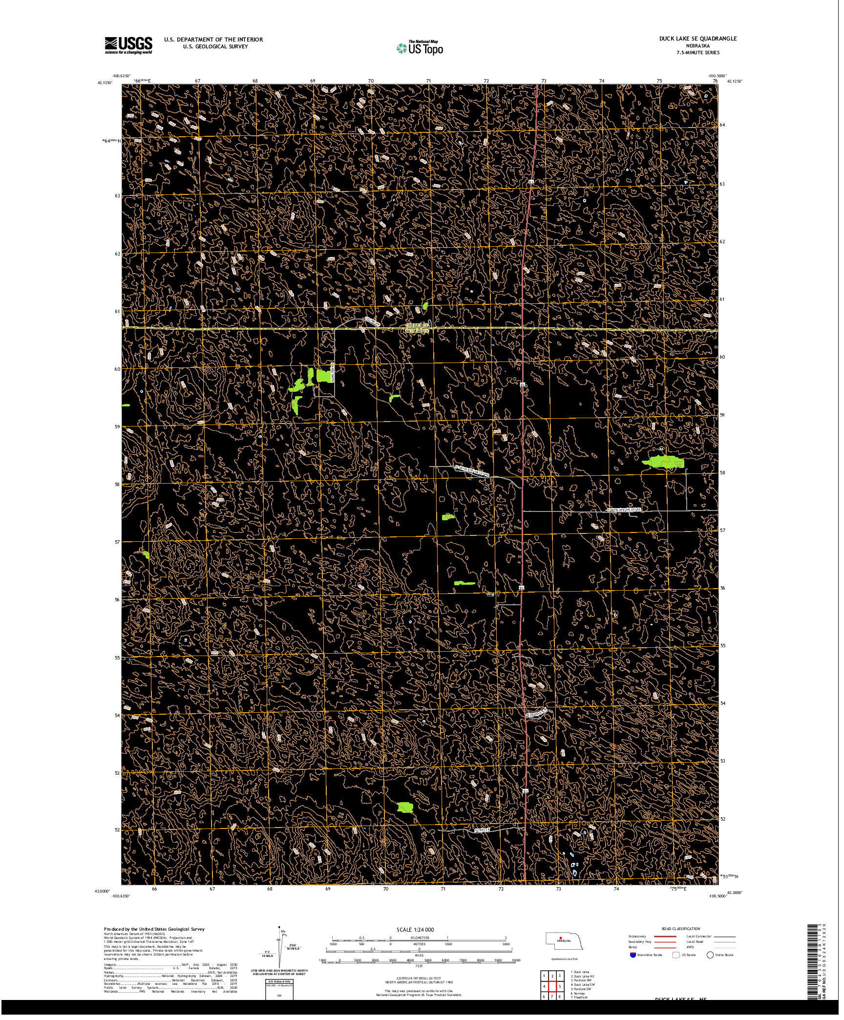 USGS US TOPO 7.5-MINUTE MAP FOR DUCK LAKE SE, NE 2021