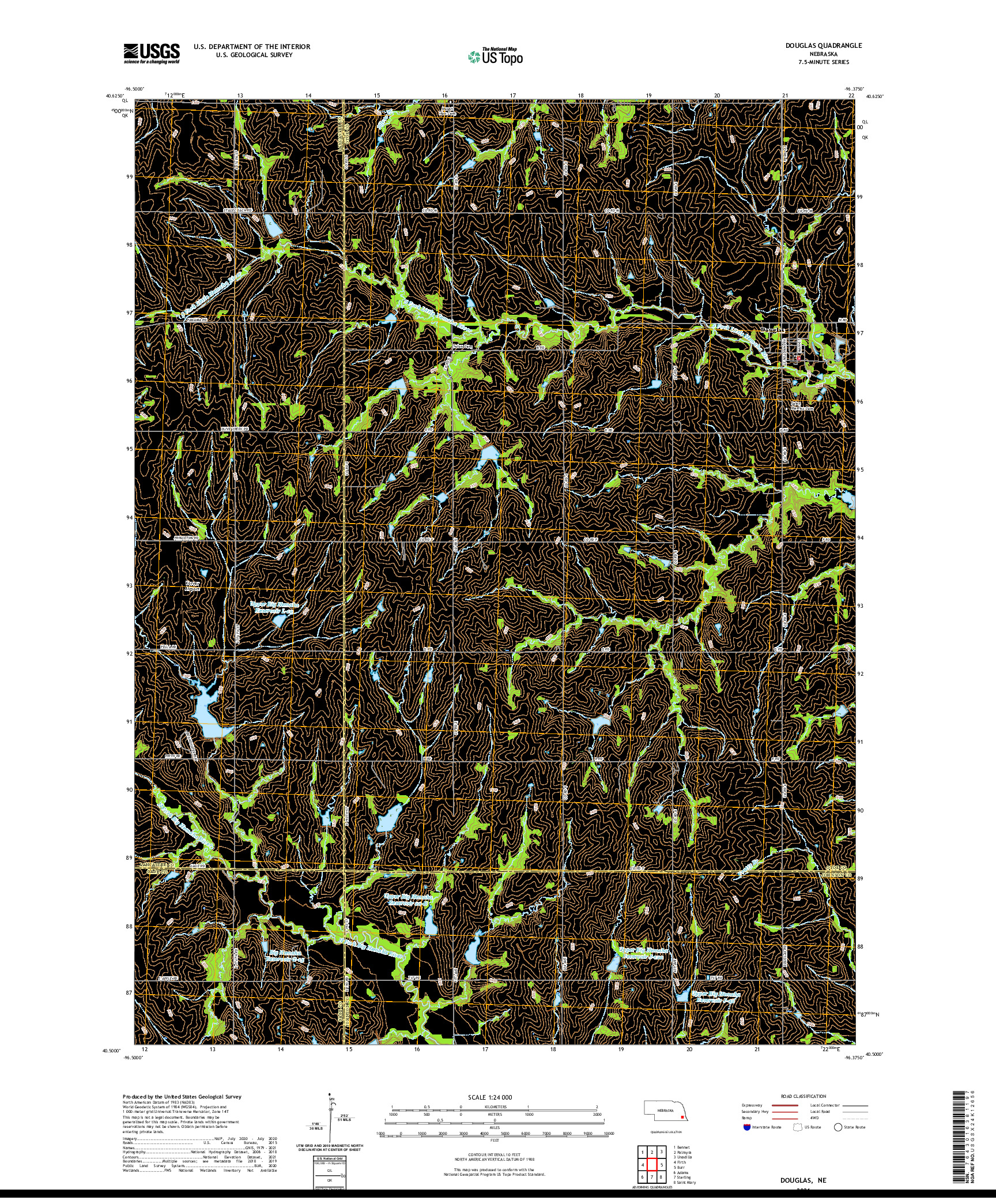 USGS US TOPO 7.5-MINUTE MAP FOR DOUGLAS, NE 2021