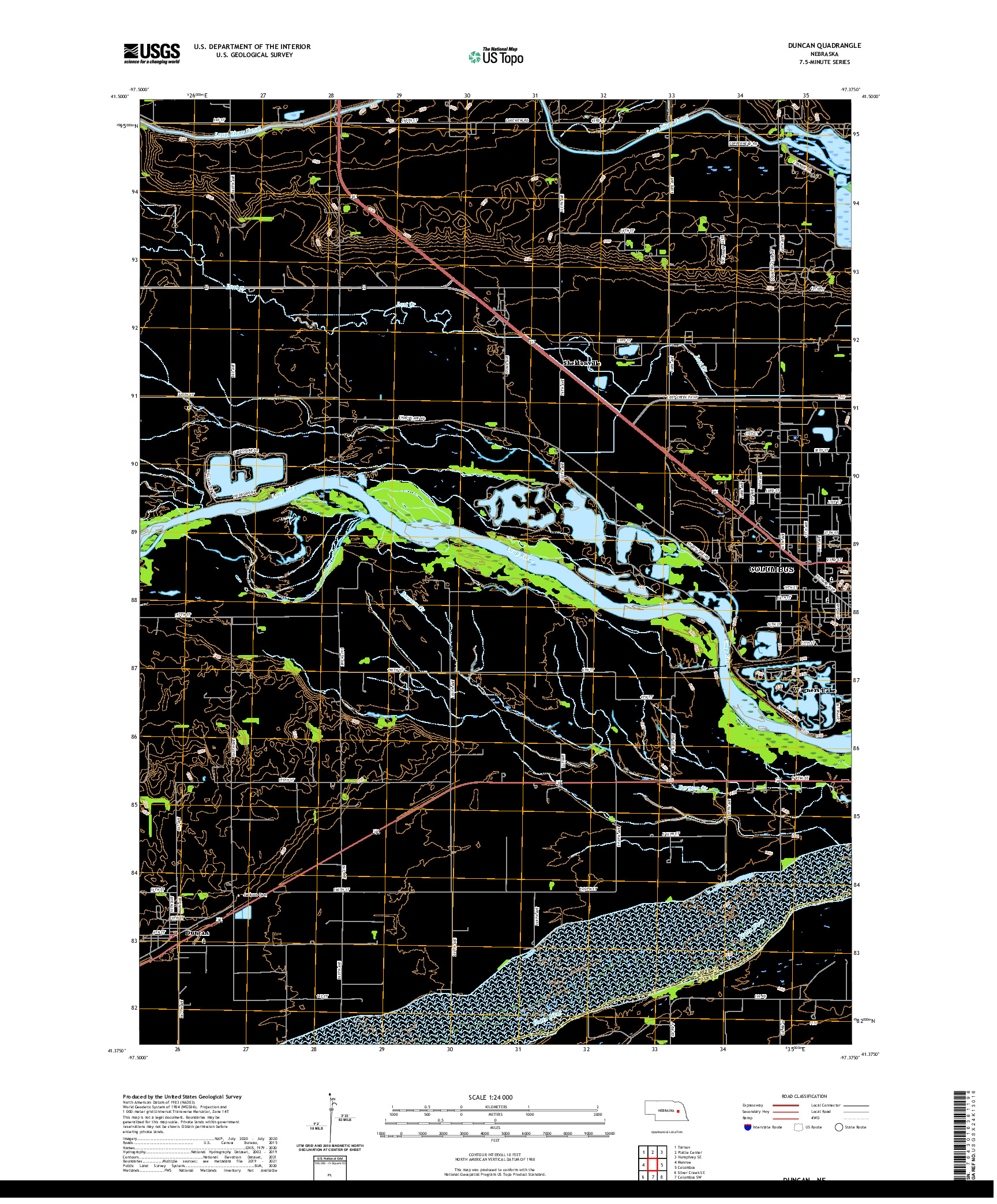 USGS US TOPO 7.5-MINUTE MAP FOR DUNCAN, NE 2021