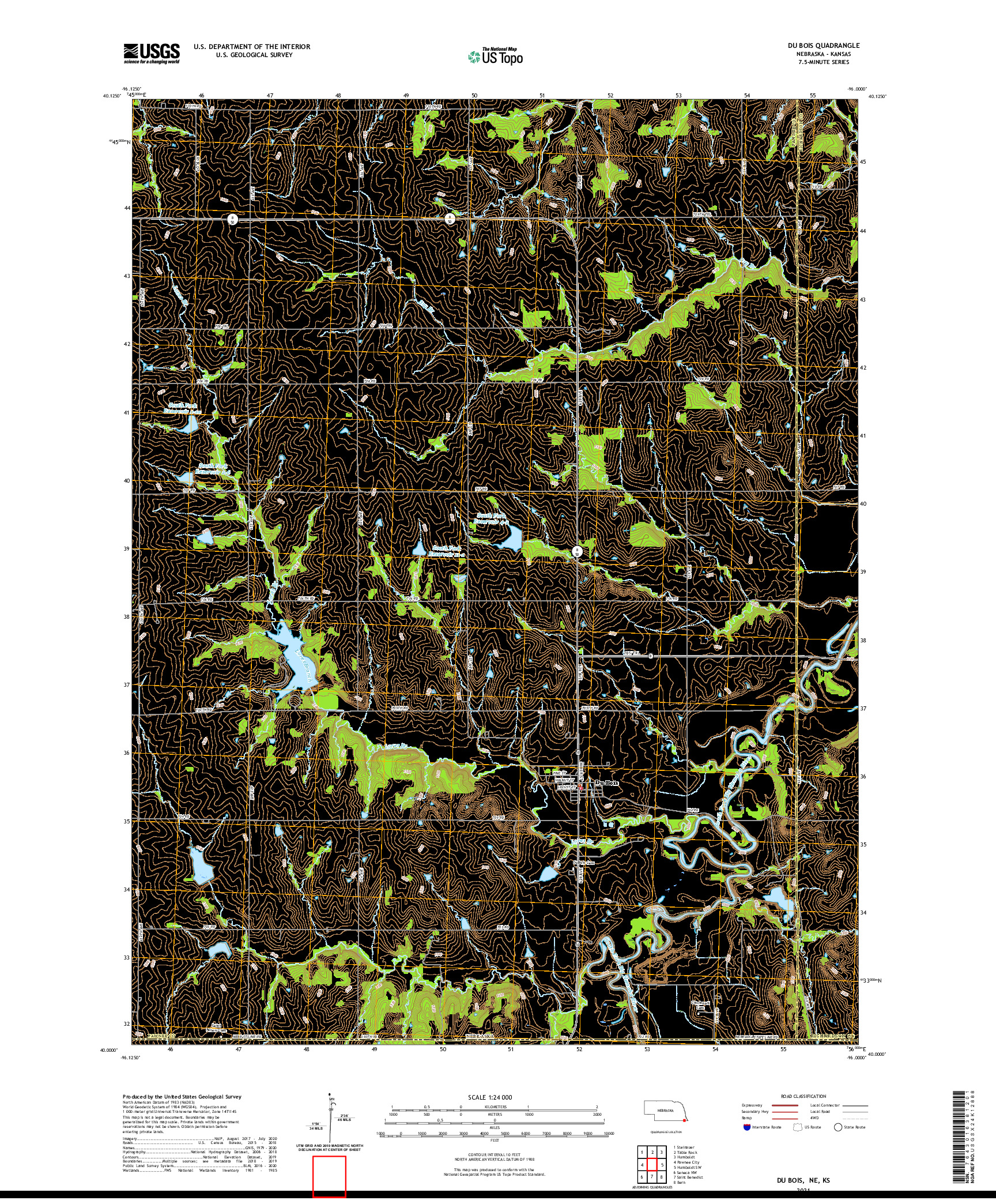 USGS US TOPO 7.5-MINUTE MAP FOR DU BOIS, NE,KS 2021