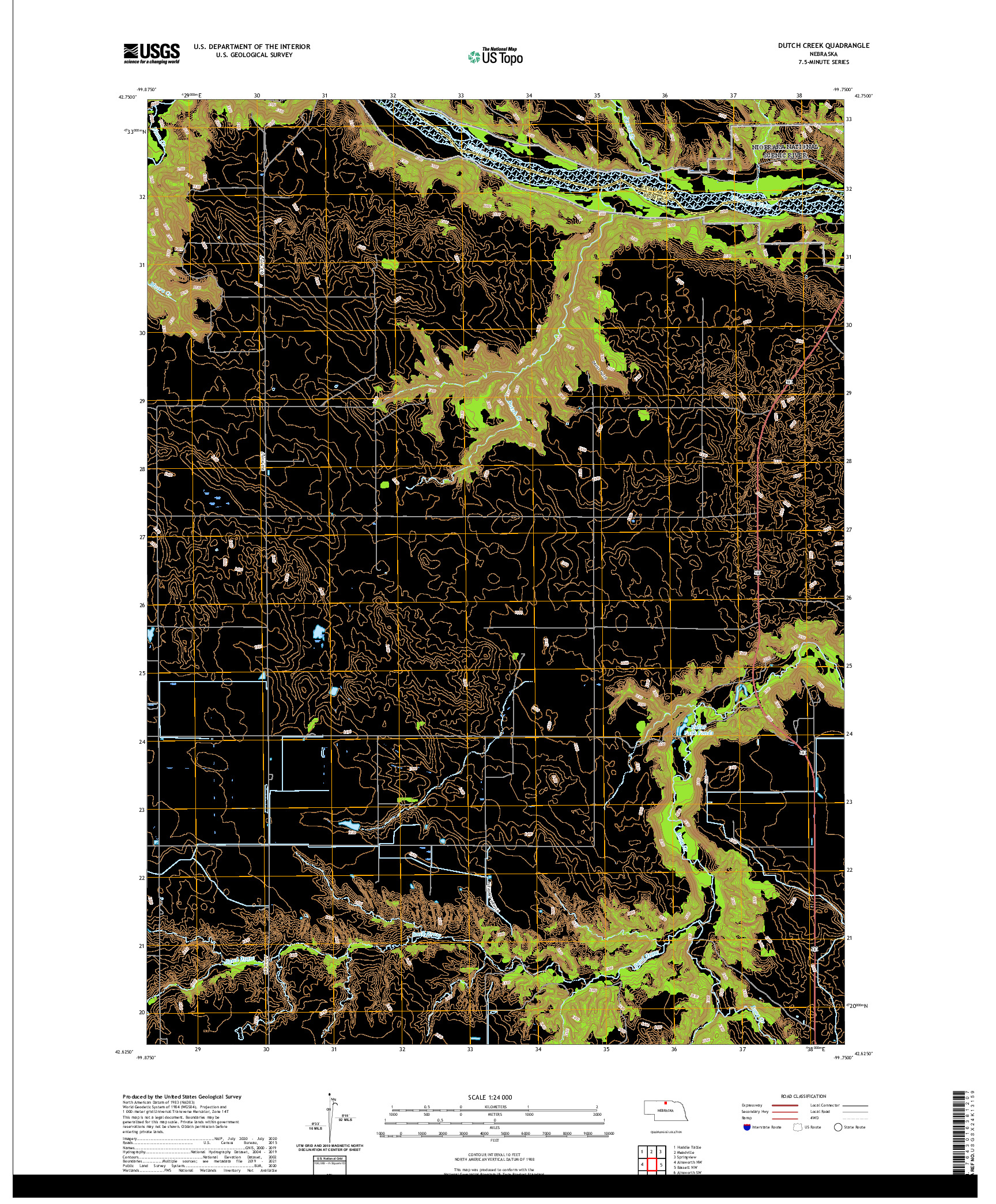 USGS US TOPO 7.5-MINUTE MAP FOR DUTCH CREEK, NE 2021