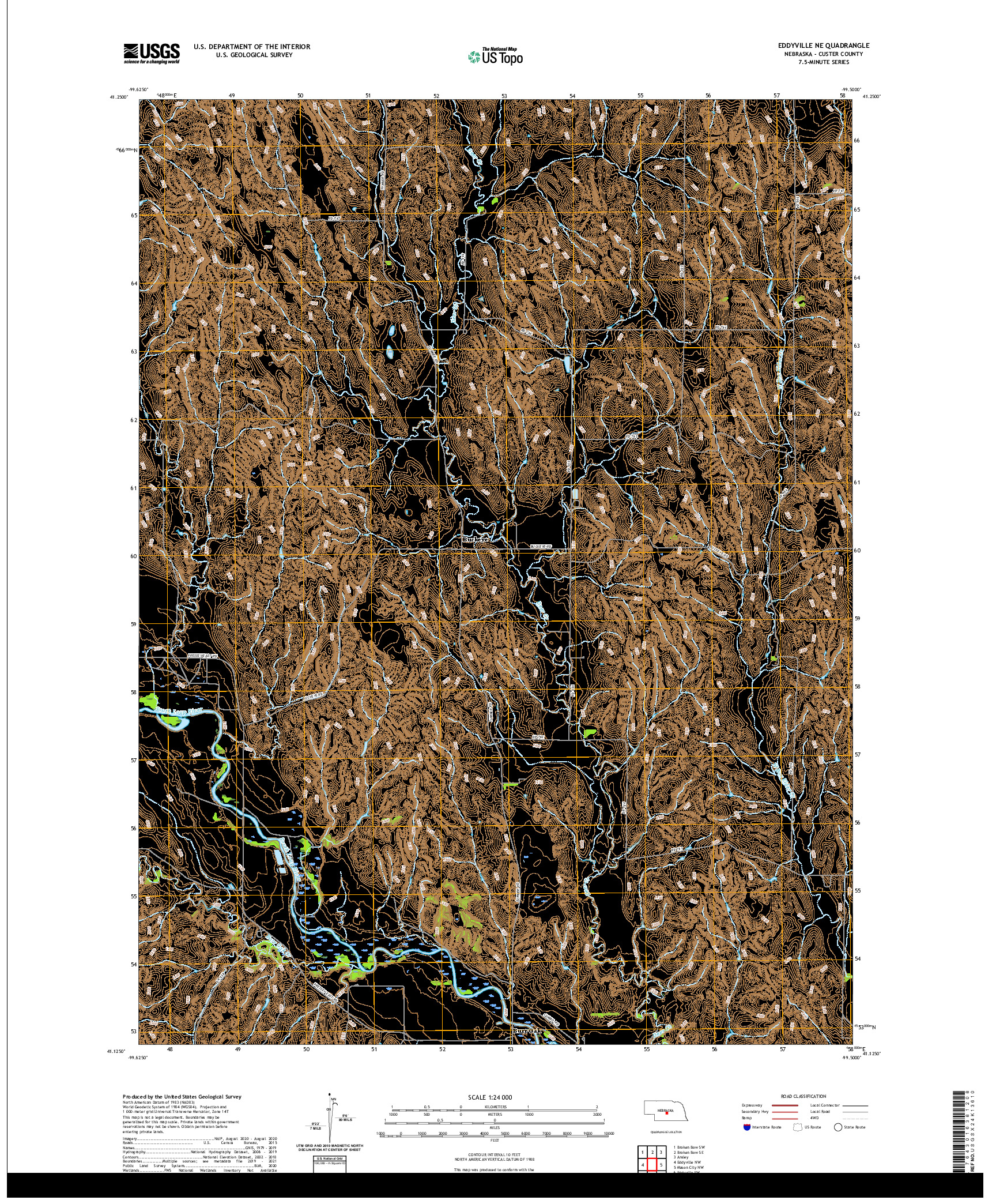 USGS US TOPO 7.5-MINUTE MAP FOR EDDYVILLE NE, NE 2021