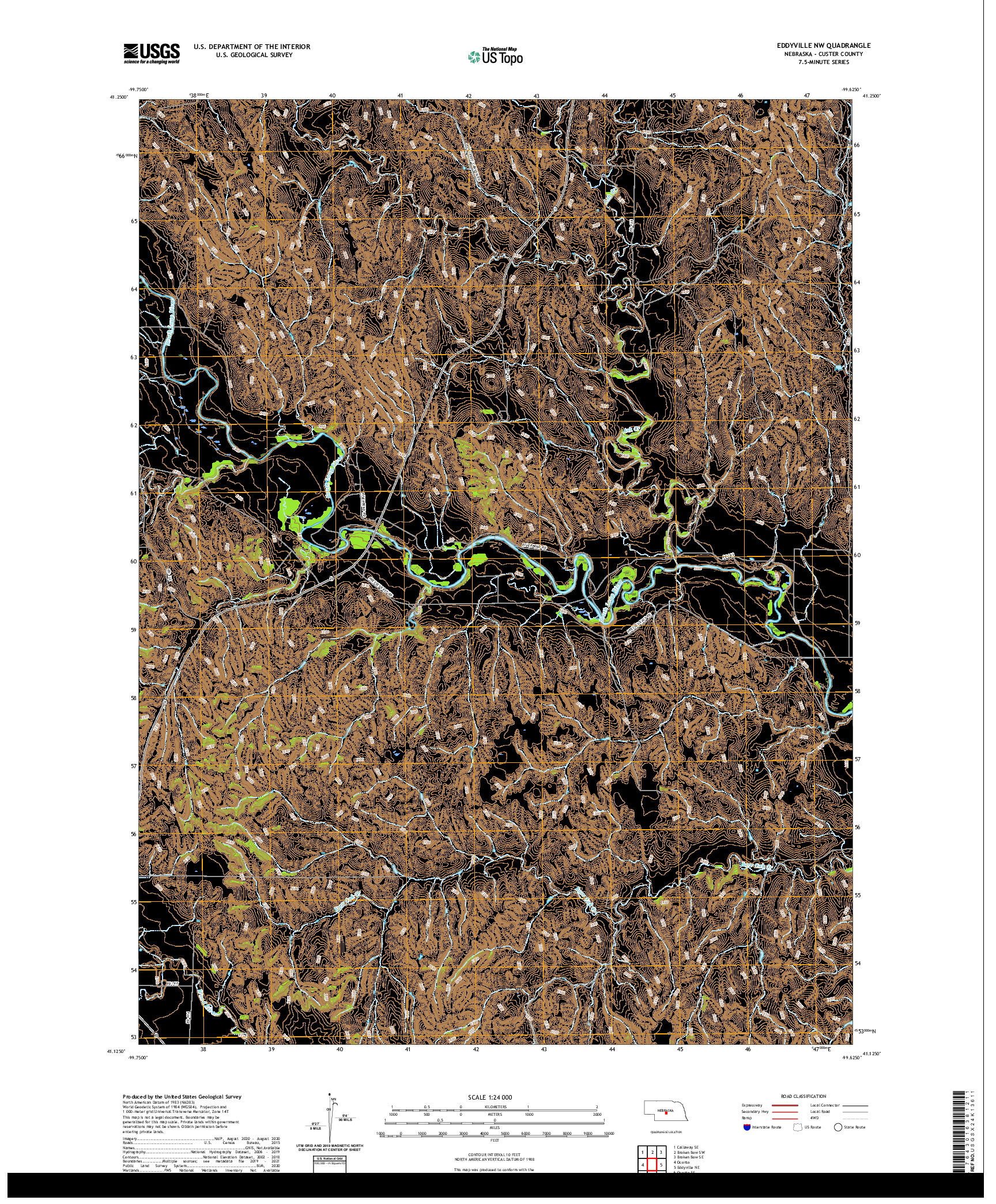 USGS US TOPO 7.5-MINUTE MAP FOR EDDYVILLE NW, NE 2021