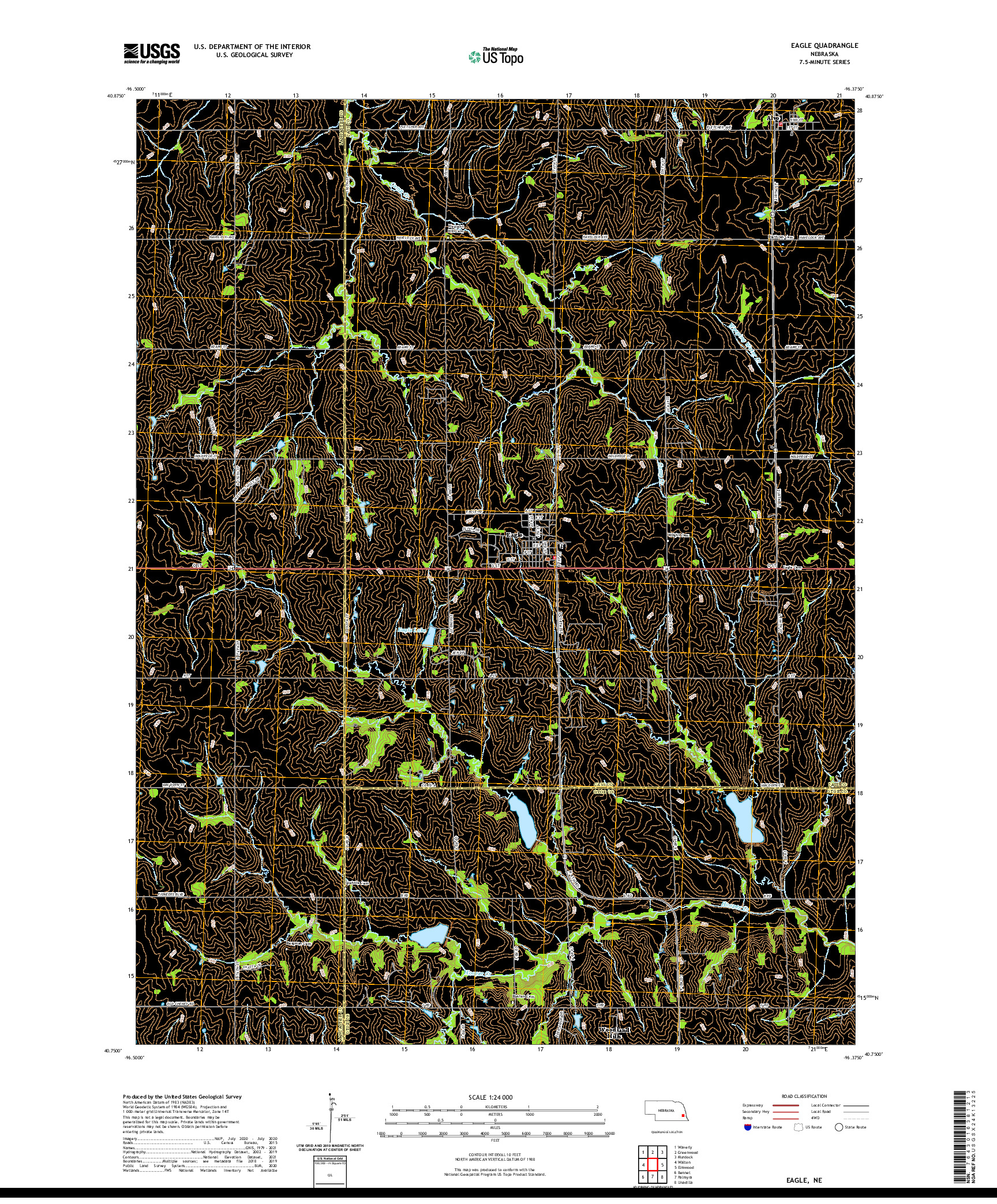 USGS US TOPO 7.5-MINUTE MAP FOR EAGLE, NE 2021